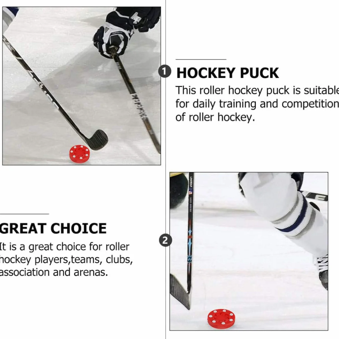 Kiuiom Gioco di Hockey su Rotelle,Interni di Sport Dischi Hockey,Street Hockey Puck Accessori,Hockey Outdoor Inline Hockey,Hockey Puck per Esercitarsi,Rosso