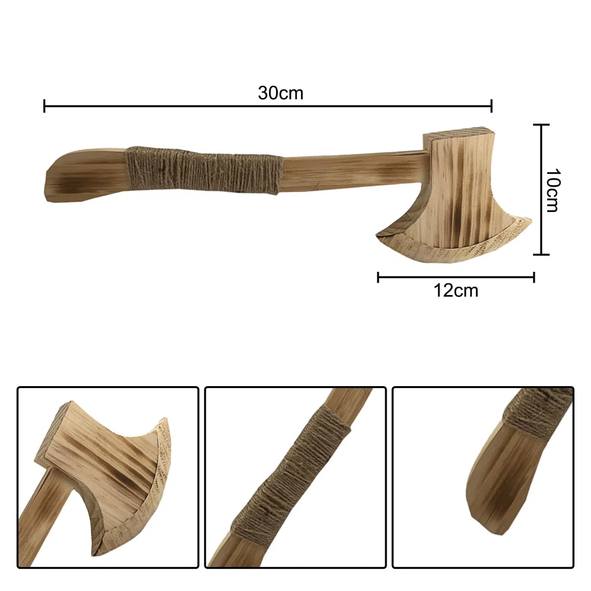 Ascia in legno con corda di canapa Halloween Performance Supply Costume accessorio giocattolo in legno ascia ascia per Halloween giochi all'aperto
