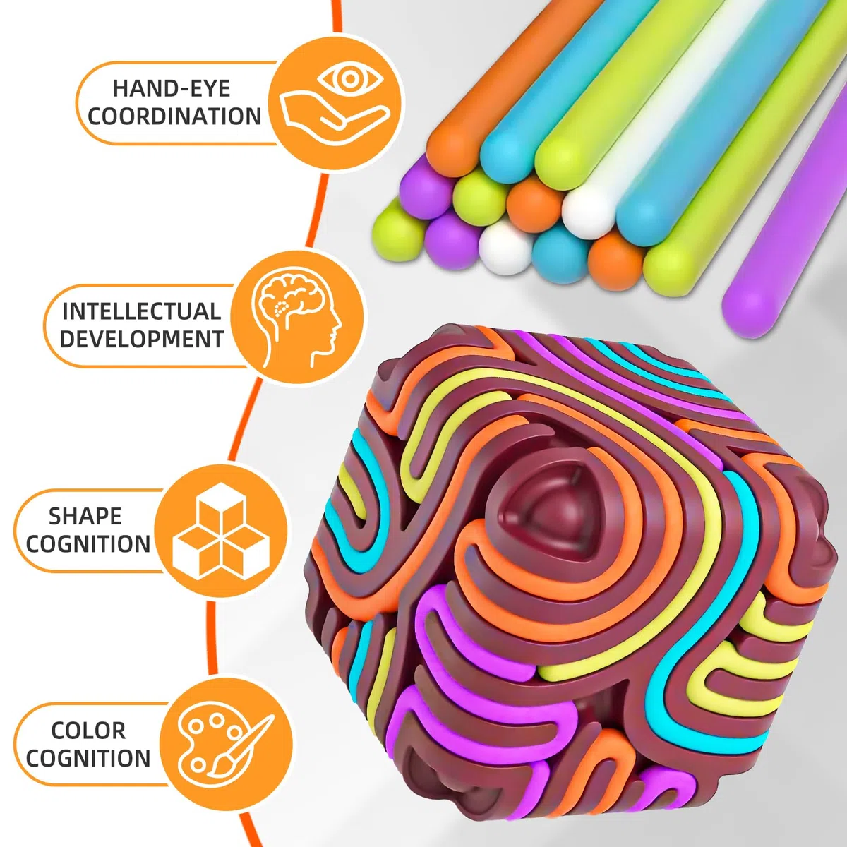 3D Sensorik Attività Sensoriale, Sensory Activity Board Silicone, Giocattolo in Silicone Bambini, Giochi da Viaggio Bambini 3 4 5 6 anni per ADHD Autismo con Borsa