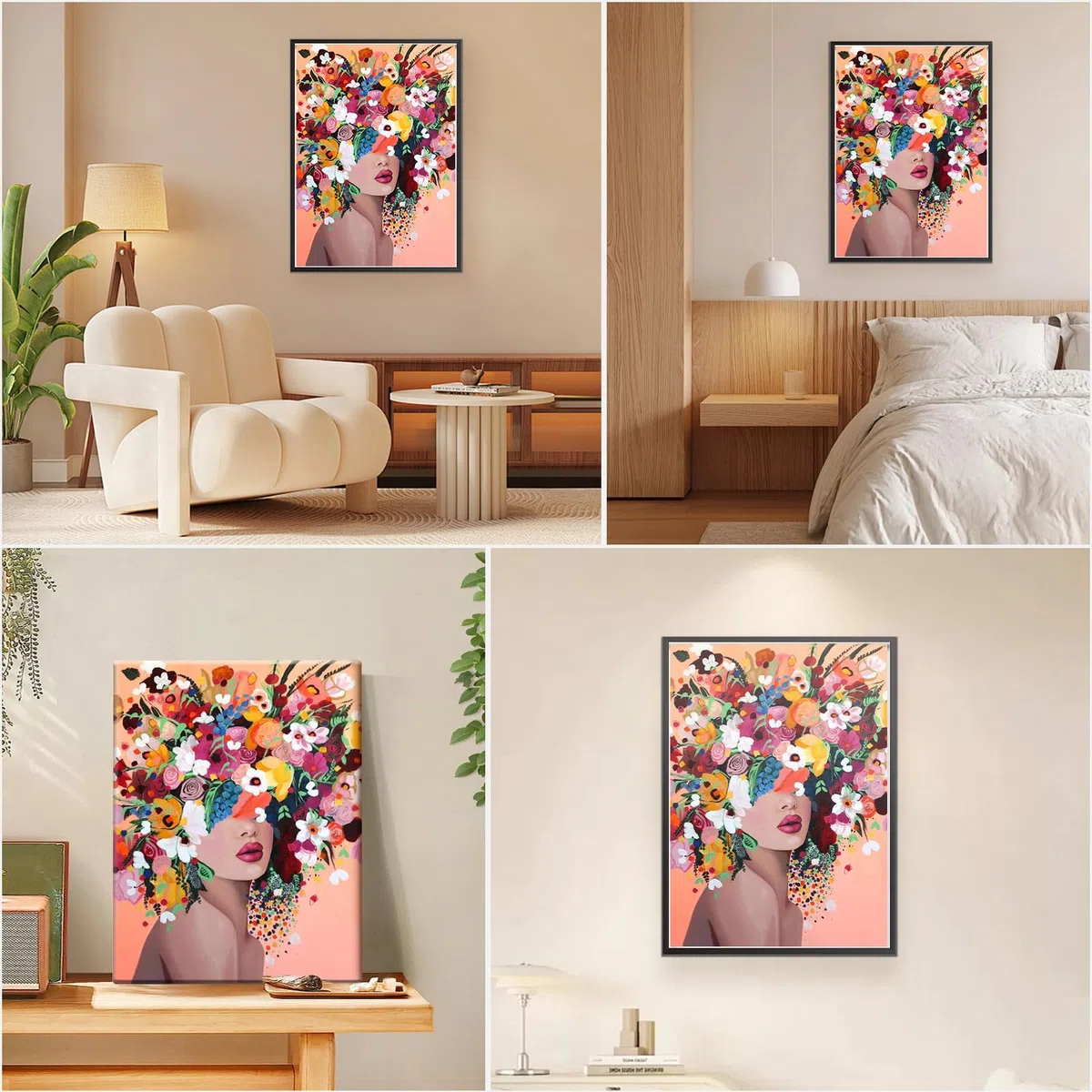 MEIYUDA Dipingere con i Numeri Adulti con Telaio Ragazze Fiori, fai da te Paint by Numbers Quadri da Dipingere Numerat, Pittura a Olio Kit, Pittura Adulti Decora la Casa Regalo 30x40cm