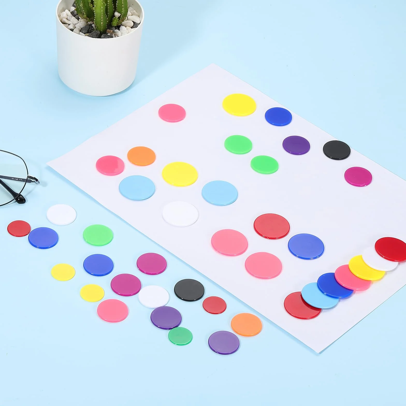 QUARKZMAN 100Pezzi 1.2 Pollici Gettoni Poker, Gettoni Bingo Plastica Contatori Apprendimento Dischi Contatori Segnaposto Gettoni Gioco Opachi Per Giocare Matematica Conteggio, Rosa, Piatti
