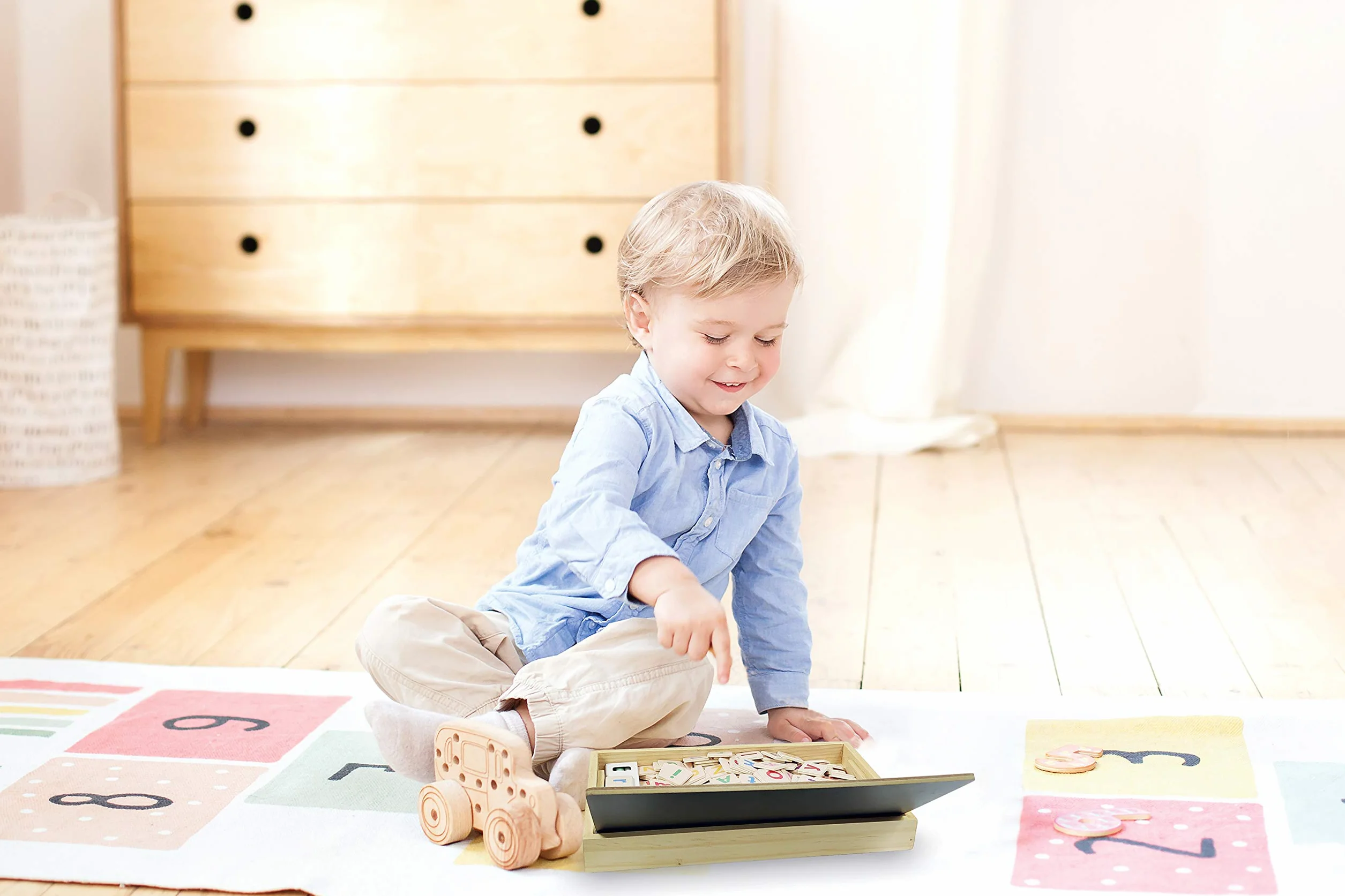 Lexibook, Bio Toys, Scuola di parole, bilingue italiano/inglese, gioco in legno, 50 carte parola, alfabeto, gioco educativo, EDU100i5