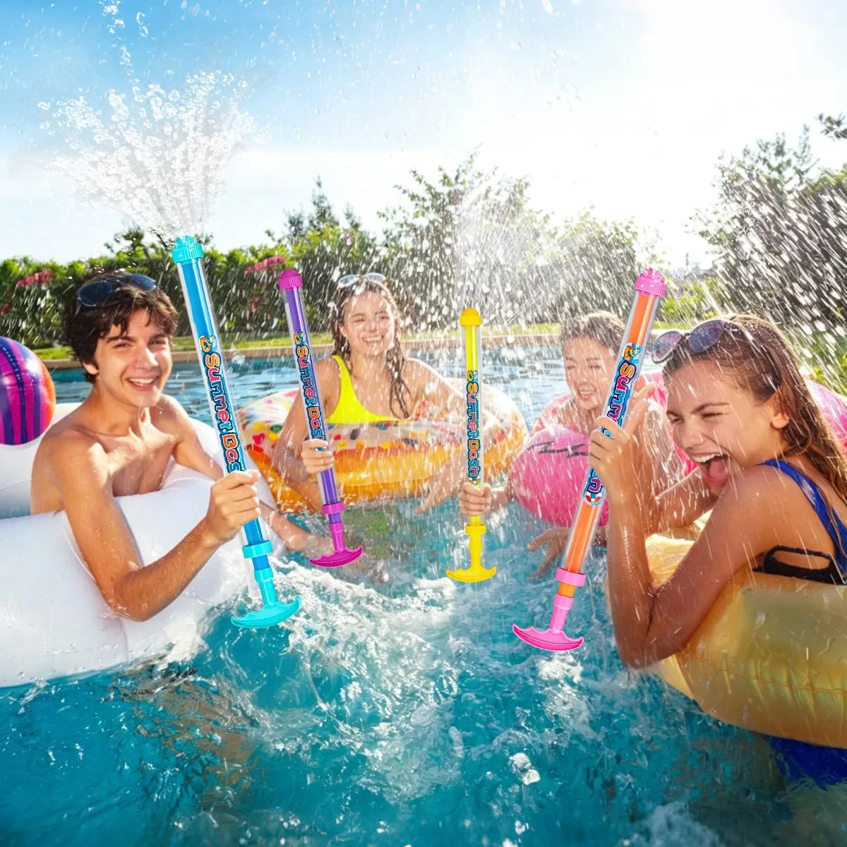Pistola ad Acqua per Fuochi D'artificio, 4 Pezzi Pistole ad Acqua in Plastica, Pistola ad Acqua con Fuochi D'artificio Romantici per Spiaggia, Piscina, Giardino e Feste