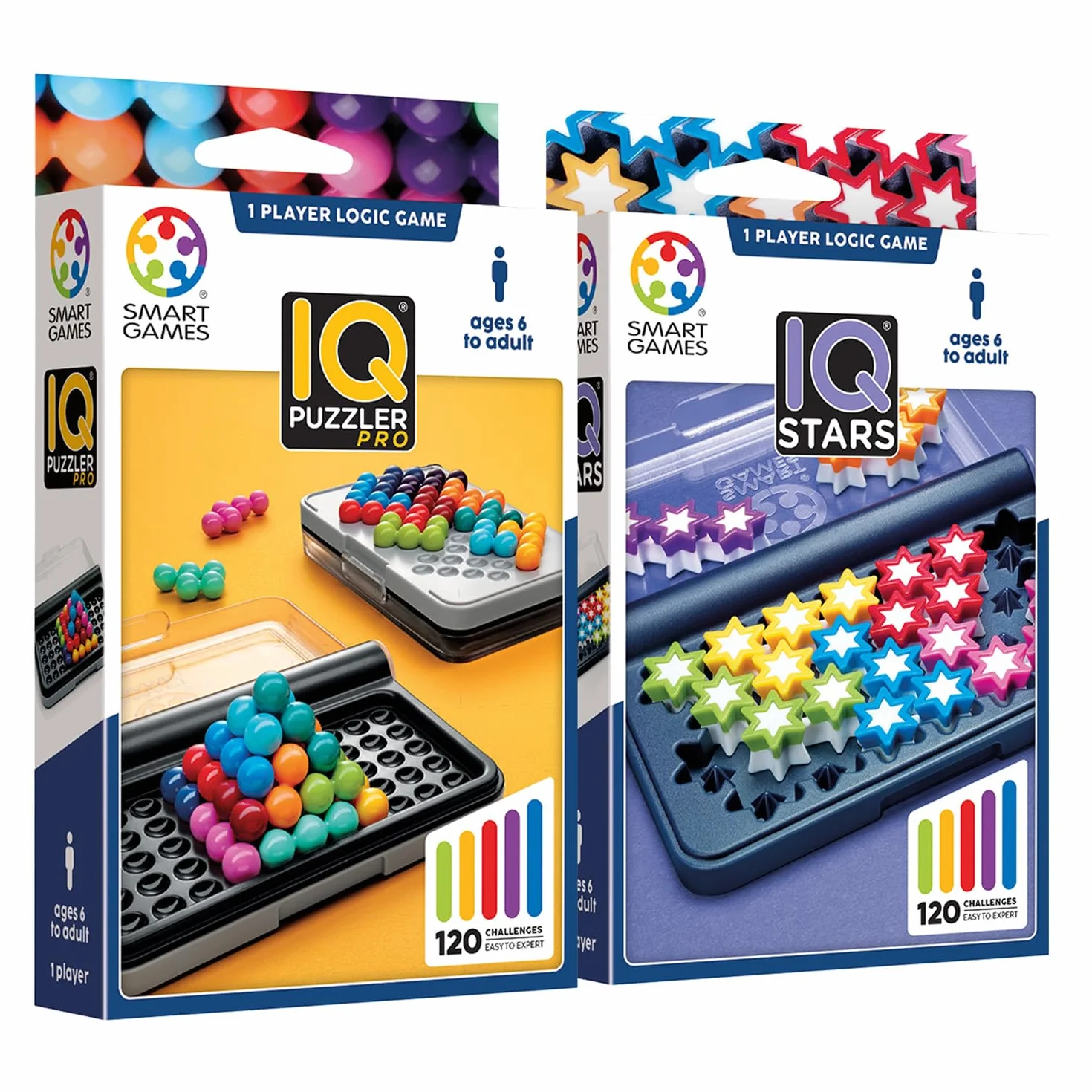 Smart Games - Pack Iq Puzzler Pro E Iq Stars | Giochi Per Bambini E Adulti | Rompicapo Adulti E Rompicapo Bambini | Gioco Educativo 6 Anni | Giochi Da Viaggio 1 Giocatore
