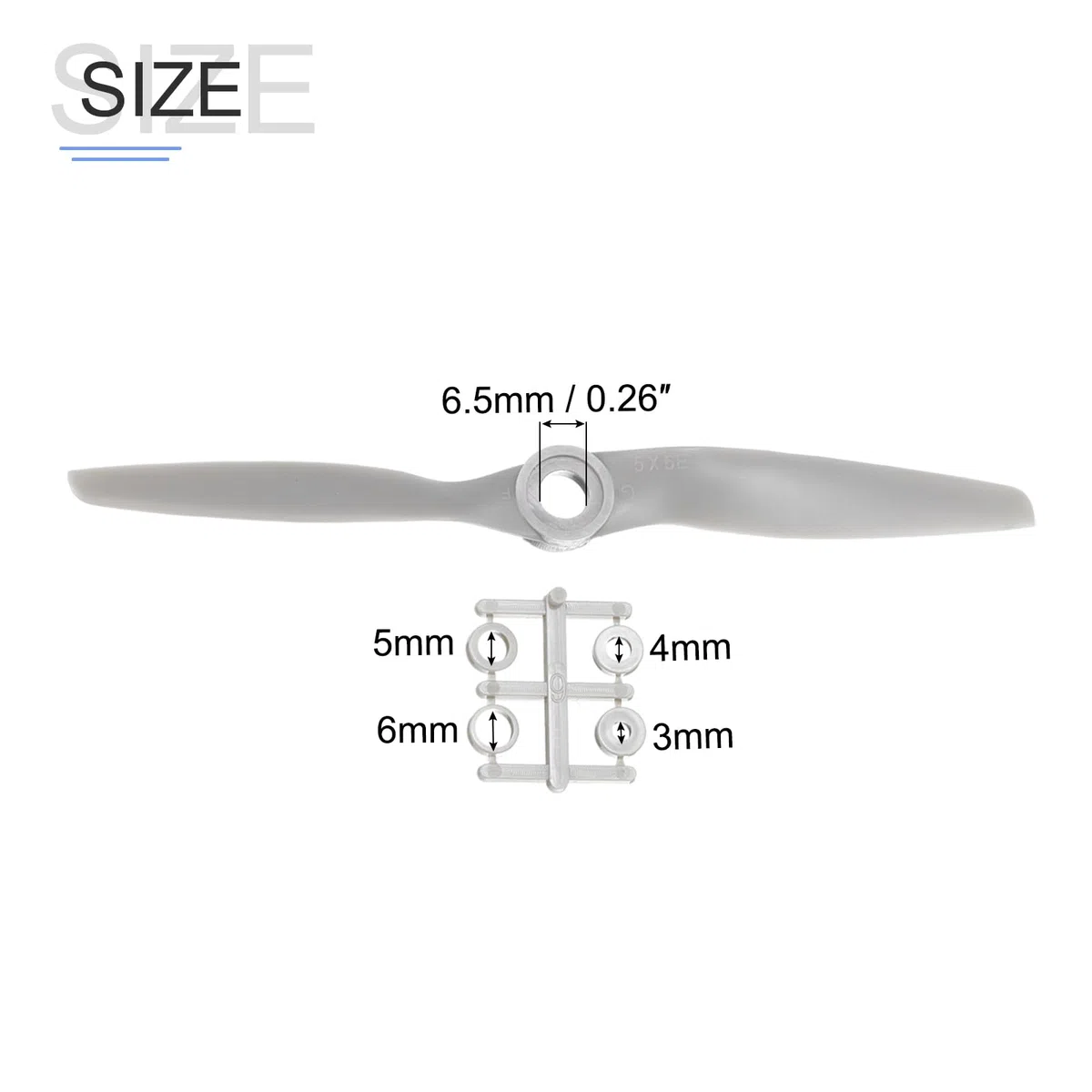 QUARKZMAN 6pz 5x5" Elica RC Eliche 2 Pale Grigie con Ring Adattatori per Sostituzione Elica RC Aeroplano Aereo