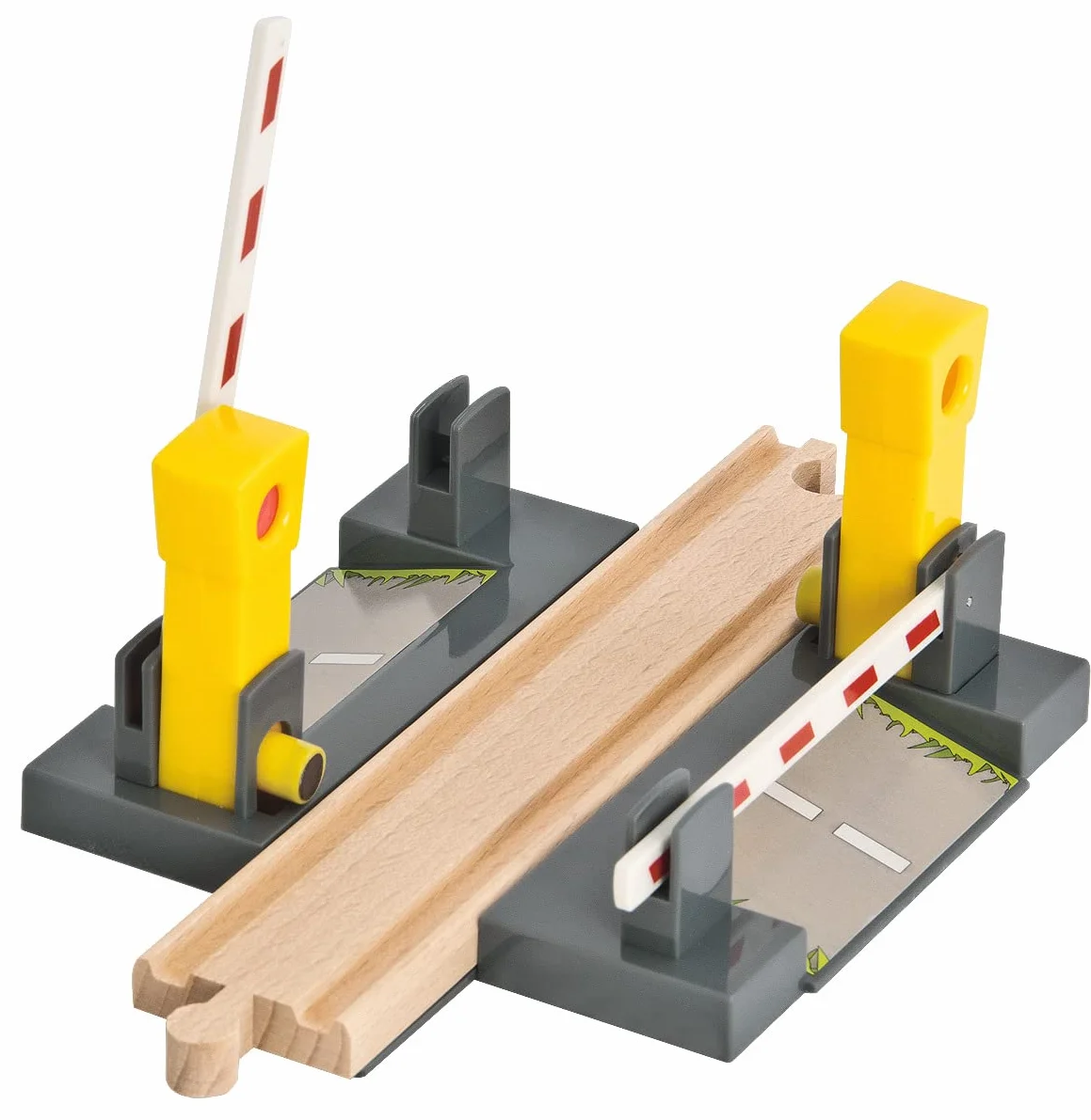 Eichhorn Ferrovia 100006500 - Passaggio ferroviario, 4 pezzi, in legno di faggio certificato FSC, utilizzabile con altri sistemi ferroviari, multicolore
