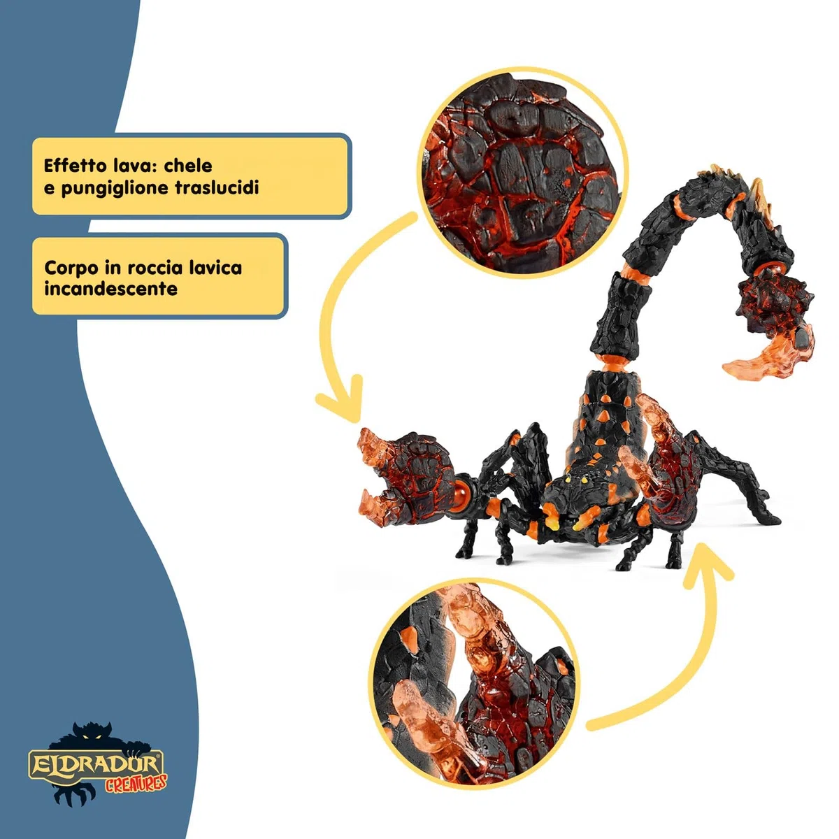 SCHLEICH ELDRADOR CREATURES | Scorpione di lava 70142 | Mostro ELDRADOR pinze mobili e coda velenosa | idea regalo per bambini | dai 7 anni | 21 x 14 x 14 cm