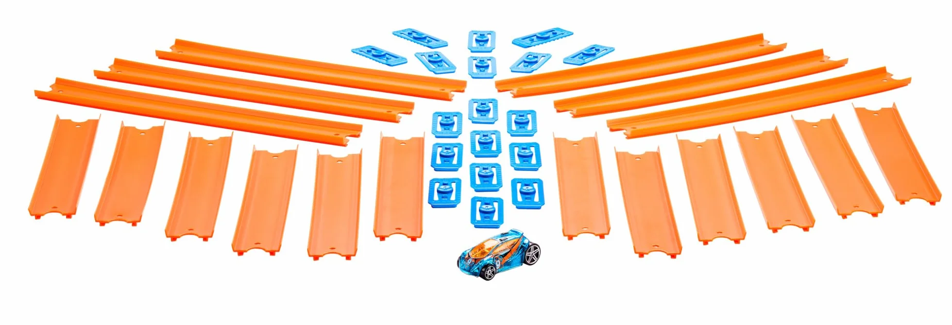 Hot Wheels- Track Builder 15 Rettilinei e 1 Macchinina e Altri Accessori, Giocattolo per Bambini 4+Anni, BHT77