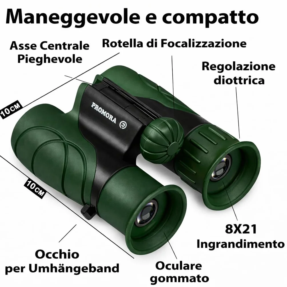 Binocolo Bambini - Regalo ottimale per bambino e bambina - Forte ingrandimento 8X21 - Set Esploratore Completo con Lente d'Ingrandimento e Bussola - Giochi per bambino e bambina di 3-12 anni