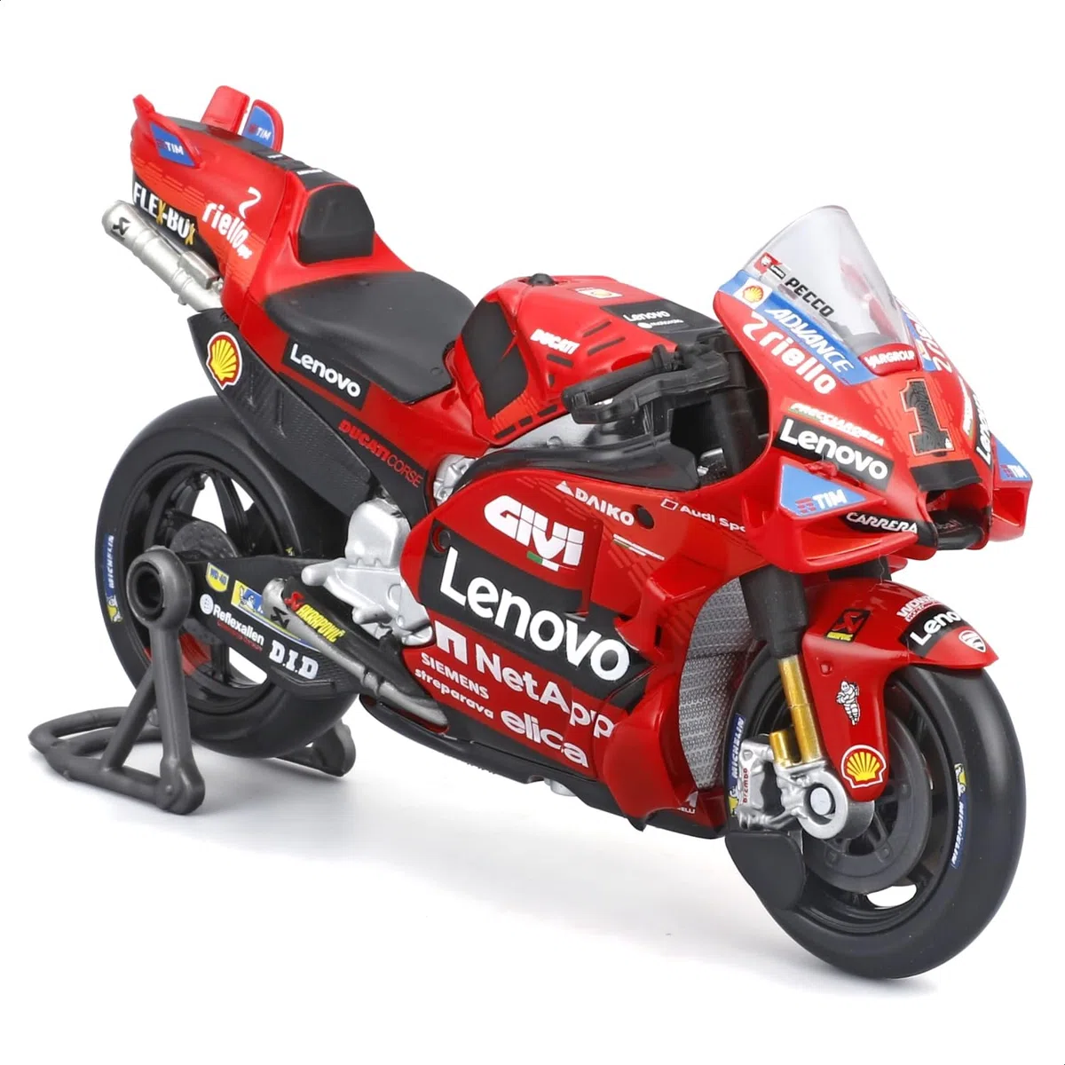 Maisto - Ducati Lenovo Team 2024 Bagnaia #1, Scala 1:18, Moto Diecast da Collezione con Dettagli Realistici, Licenza Ufficiale Ducati, Replica MotoGP Francesco Bagnaia, Età Consigliata 3+ Anni