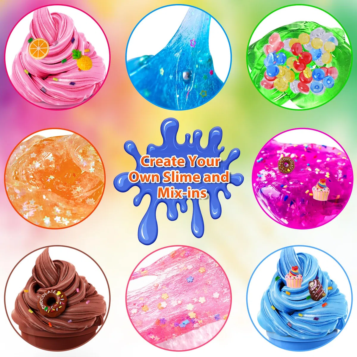 12 Colori Fai da Te Slime Kit Slime Making per Ragazze, Crystal Clear Slime, Glow in the Dark Slime con Sfere di Schiuma Aggiuntive, Charms, Glitter, Giocattolo Regalo per Bambini