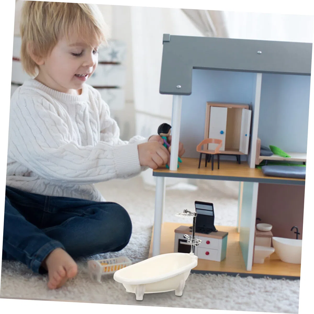 3pezzi Vasca Da Bagno in Miniatura Per Casa Bambole Mobili Per Bambole e Decorazioni Per Mini Case Vasca Da Bagno Per