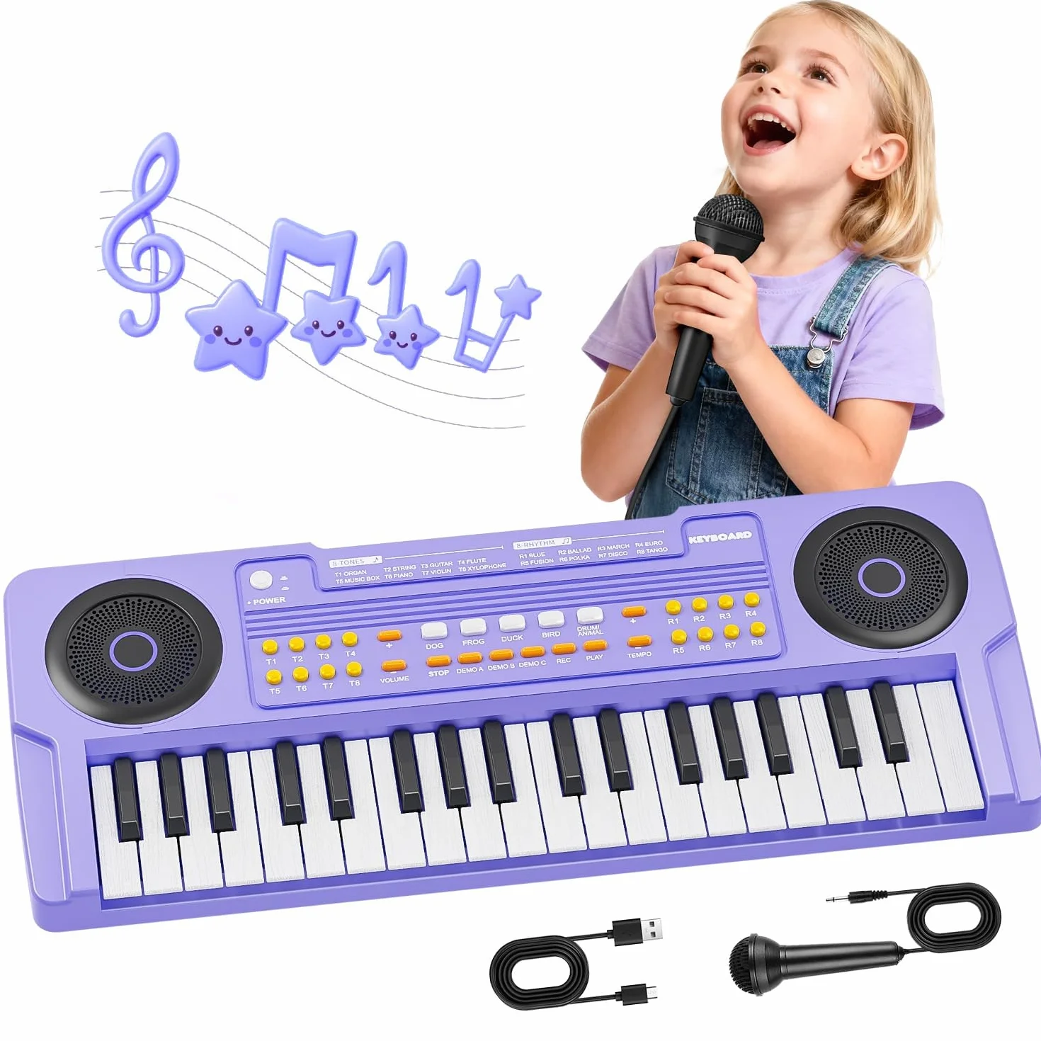 Pianoforte Tastiera Giocattolo per Piccoli - Pianoforte Elettrico 37 Tasti con Microfono - Giocattoli per Bambine Bambini di 3 4 5 6 7 Anni - Regali di Compleanno e Natale (Viola)