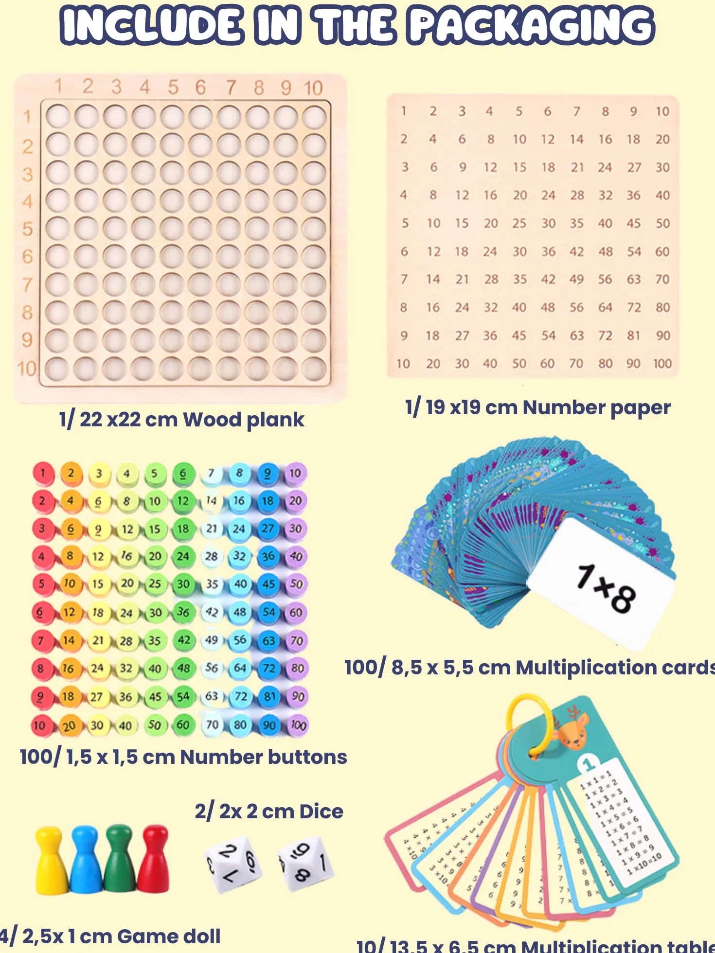 Gioco Moltiplicazione, Tabella di Moltiplicazione, Tavola di Moltiplicazione della Matematica in Legno, Gioco da Tabelline Matematica Educativo, Giocattolo Montessori per Bambini dai 6-12 Anni.