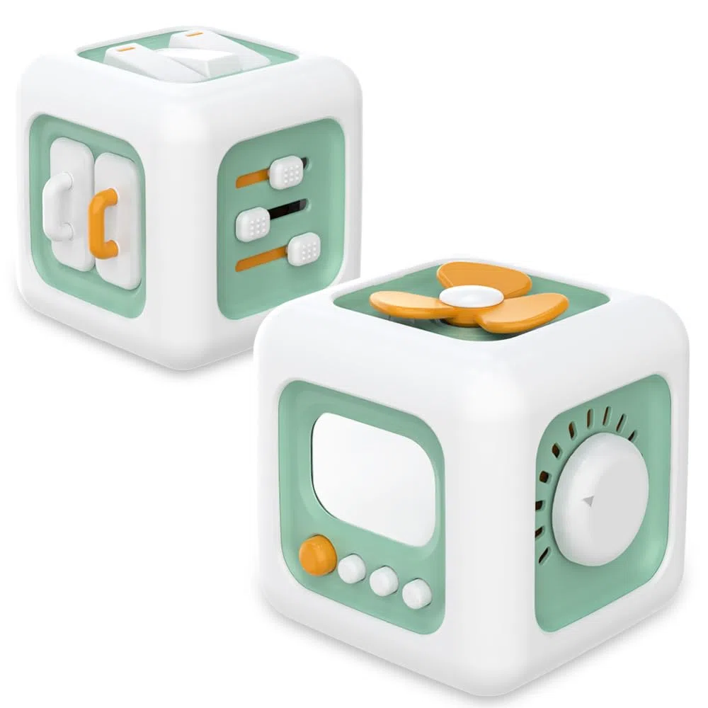 lerrbo Cube d'activités pour Les Tout-Petits 1-3|Giocattoli Montessori per Bambini di 1 Anno|Giocattolo da Viaggio per Bambini di 12-18 Mesi|Cubo di attività per l'apprendimento della motricità fine
