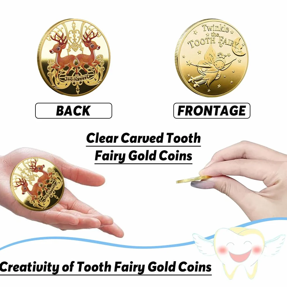 12 Pezzi Monete della Fatina dei Denti, Regalo Fatina dei Denti, Della Fatina Dei Denti, Diverse Monete D'Oro Cartone Animato, Regali Moneta Dei Denti Per Ragazzi E Ragazze