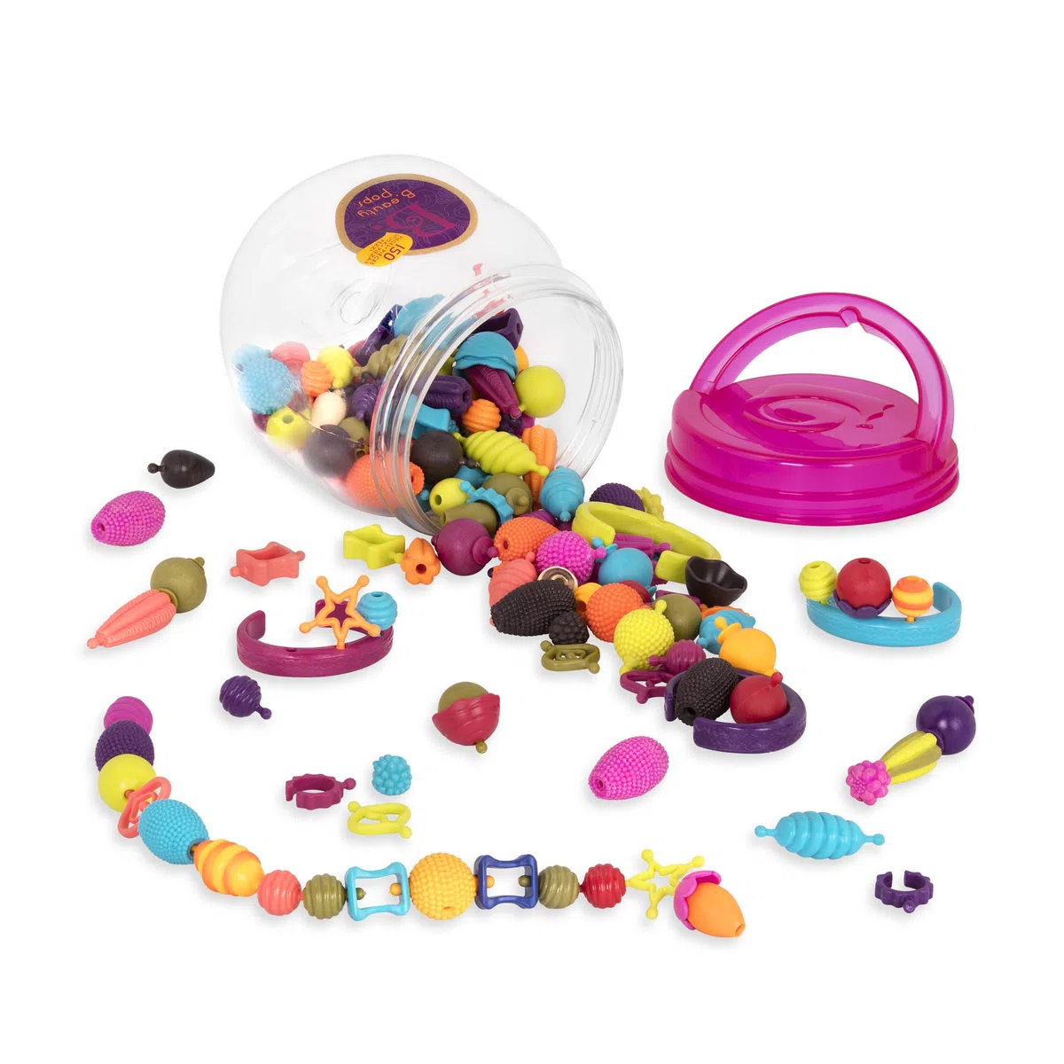 B. toys - B.eauty Pops - 150 pezzi - Kit di gioielli per bambini - 150 perline a scatto - Set di gioielli fai da te - Collane, bracciali, anelli - 4 anni +