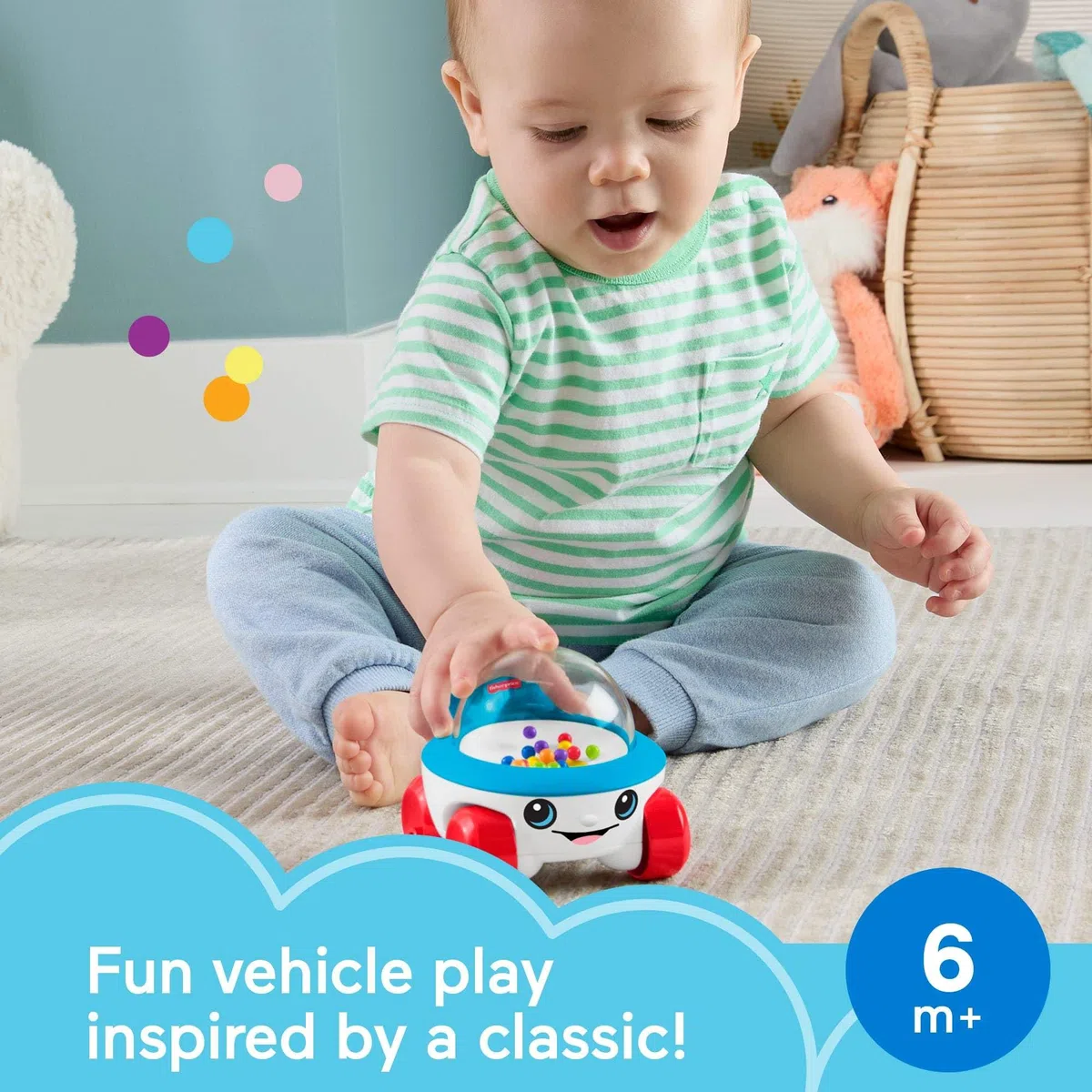 Fisher-Price Giocattolo Push-Lungo del Veicolo del Popper del Mais con Suoni per Neonati e Bambini