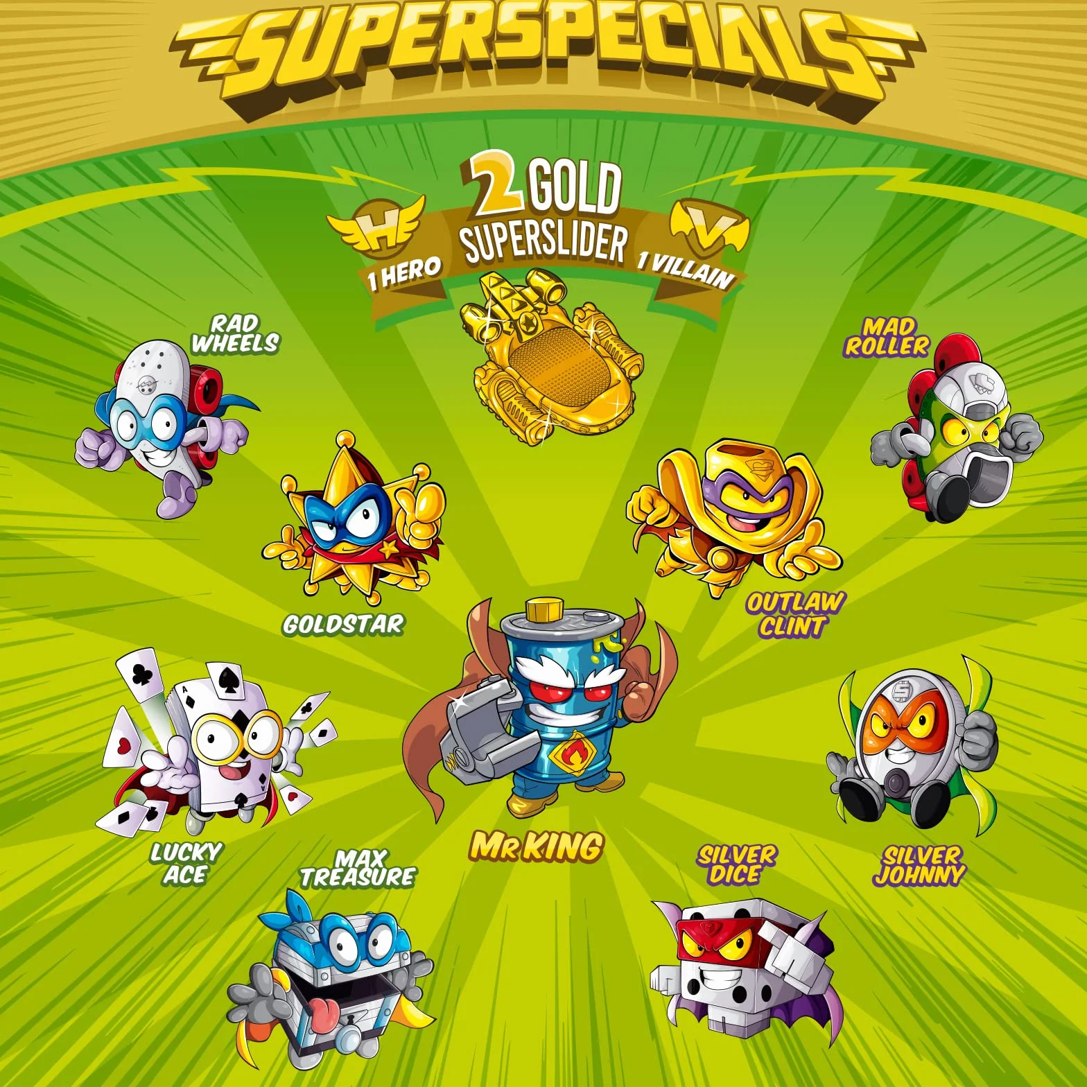 SUPERTHINGS Serie 3 Scatola di latta Gold personaggi speciali, Include il SuperThing ultra-raro Mr. King, 2 leader dorati, 6 capitani argentati e 2 Superslider dorati [Esclusivo Amazon]