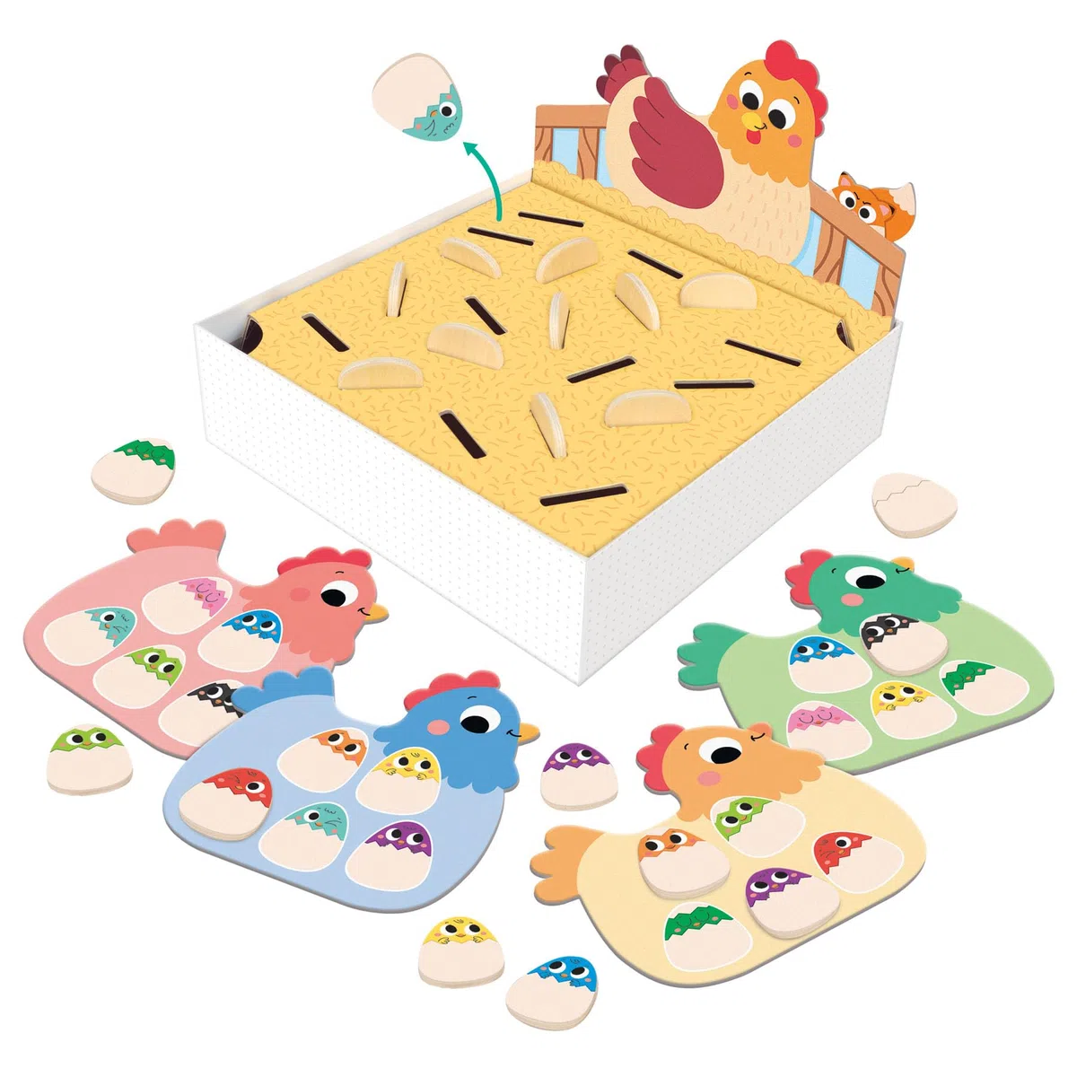 Goula Hidden Chicks – Gioco di Memoria e Lotto per Bambini dai 2 Anni in su – Stimola la Concentrazione, la Percezione Visiva e la Memoria – Incantevole Tema di Gallinelle – Per Bambine e Bambini