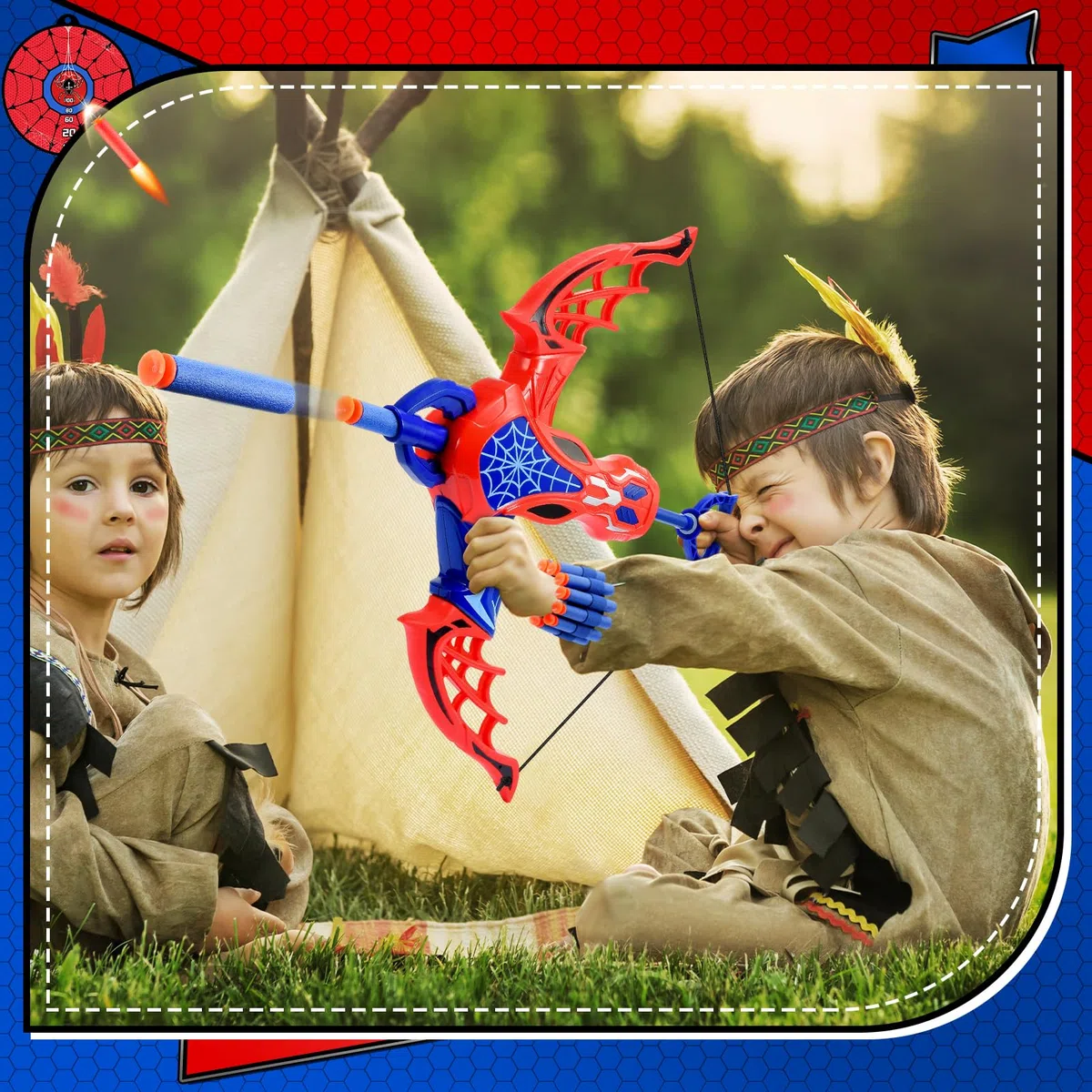 Spider Giocattoli per Bambini 3 4 5 6 7 8 Anni Ragno Freccia e Arco Giocattoli 3-7 Anni Ragazzo Regalo 3-8 Anni Spider Giochi all'aperto per Bambini 3-8 Anni Giochi Bambini Regali Pasqua