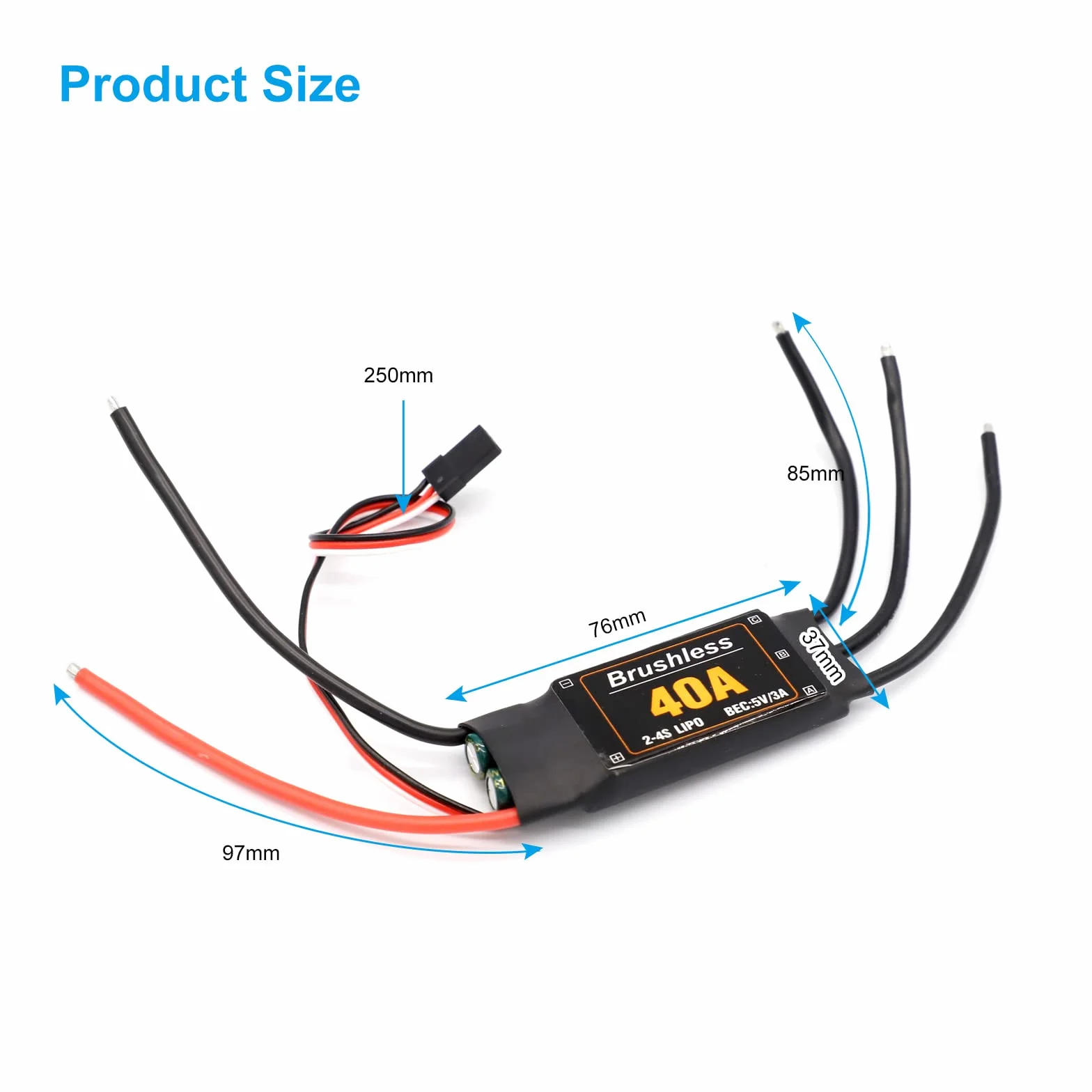 RUIZHI 40A ESC 2-4S Brushless ESC Regolatore di Velocità 5V 3A BEC Regolatore di Velocità Motore per ala Fissa FAI DA TE RC Drone Elicottero Quadcopter