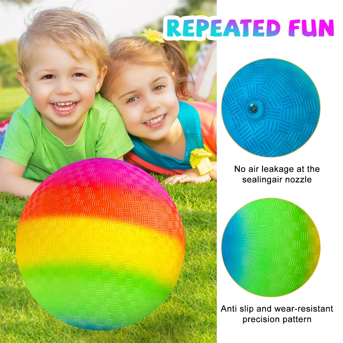 JSMTKJ Set di 2 palline arcobaleno, Bouncy Kickball arcobaleno, in PVC, per palloni da spiaggia e giardino, giochi per interni ed esterni, 22 cm