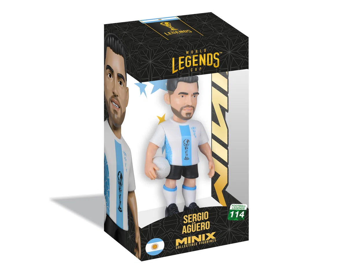 MINIX - Football Legends - Coppa del Mondo delle Leggende #114 - Argentina - Agüero - Personaggio da collezione 12 cm