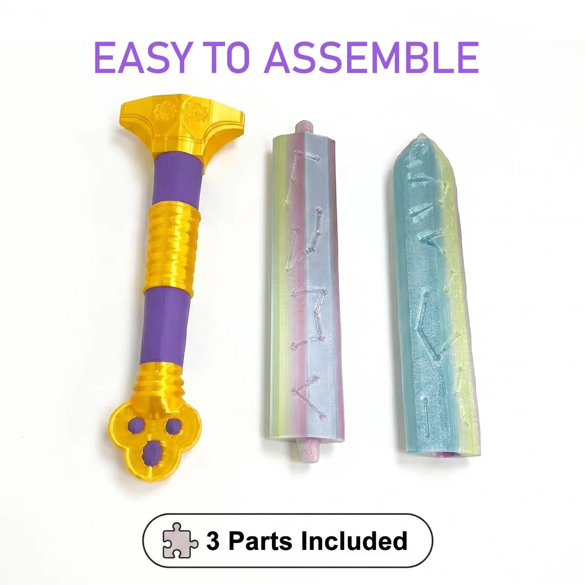 JSTHHTT Spada Cosplay Stampata in 3D, Spada Anime Hunters, SSpada Cosplay Telescopica Retrattile, Accessori Anime, Cosplay Oggetto da Collezione Animato, per i Fan