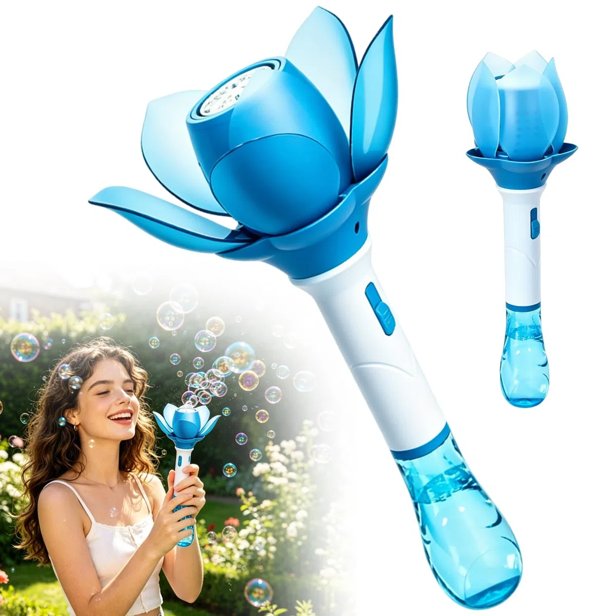 Macchina per bolle di sapone di Loto, soffiatore di bolles di Loto, Pistola Bolle di Sapone di Loto, Sparabolle di Sapone Automatica di Loto, macchina a bolle di fiori, per feste all'aperto