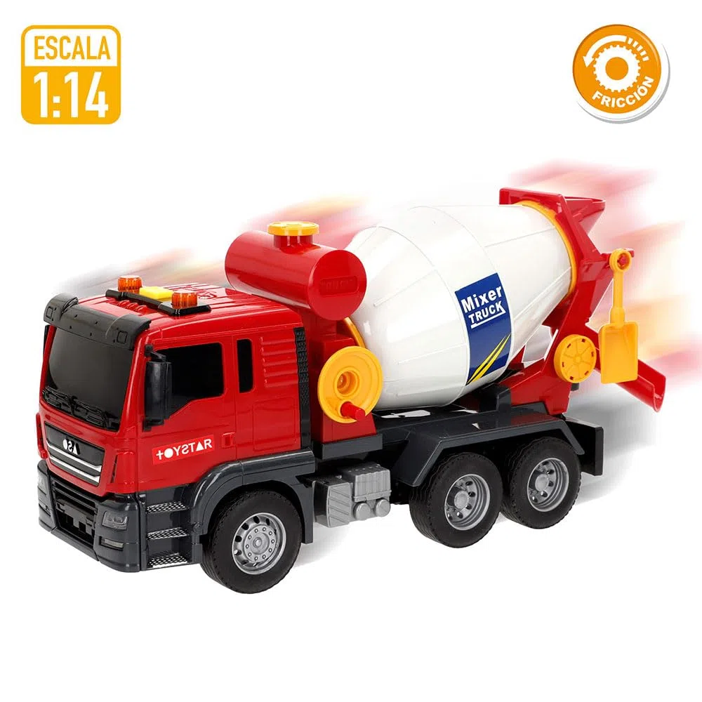 ColorBaby Speed & Go Camion da costruzione Giocattolo, Betoniera con luci e suoni, sistema di attrito, scala 1:14, 9x26x14 cm, auto per bambini +3 anni (39061)