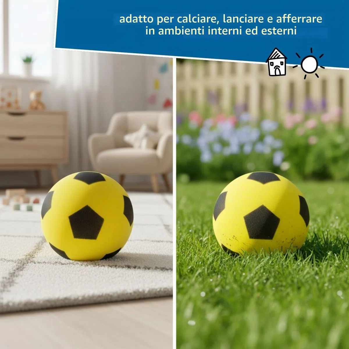 alldoro Palla in schiuma, Ø 20 cm, palline morbide extra morbide, per bambini a partire da 0 anni, silenziosa e leggera, per interni ed esterni