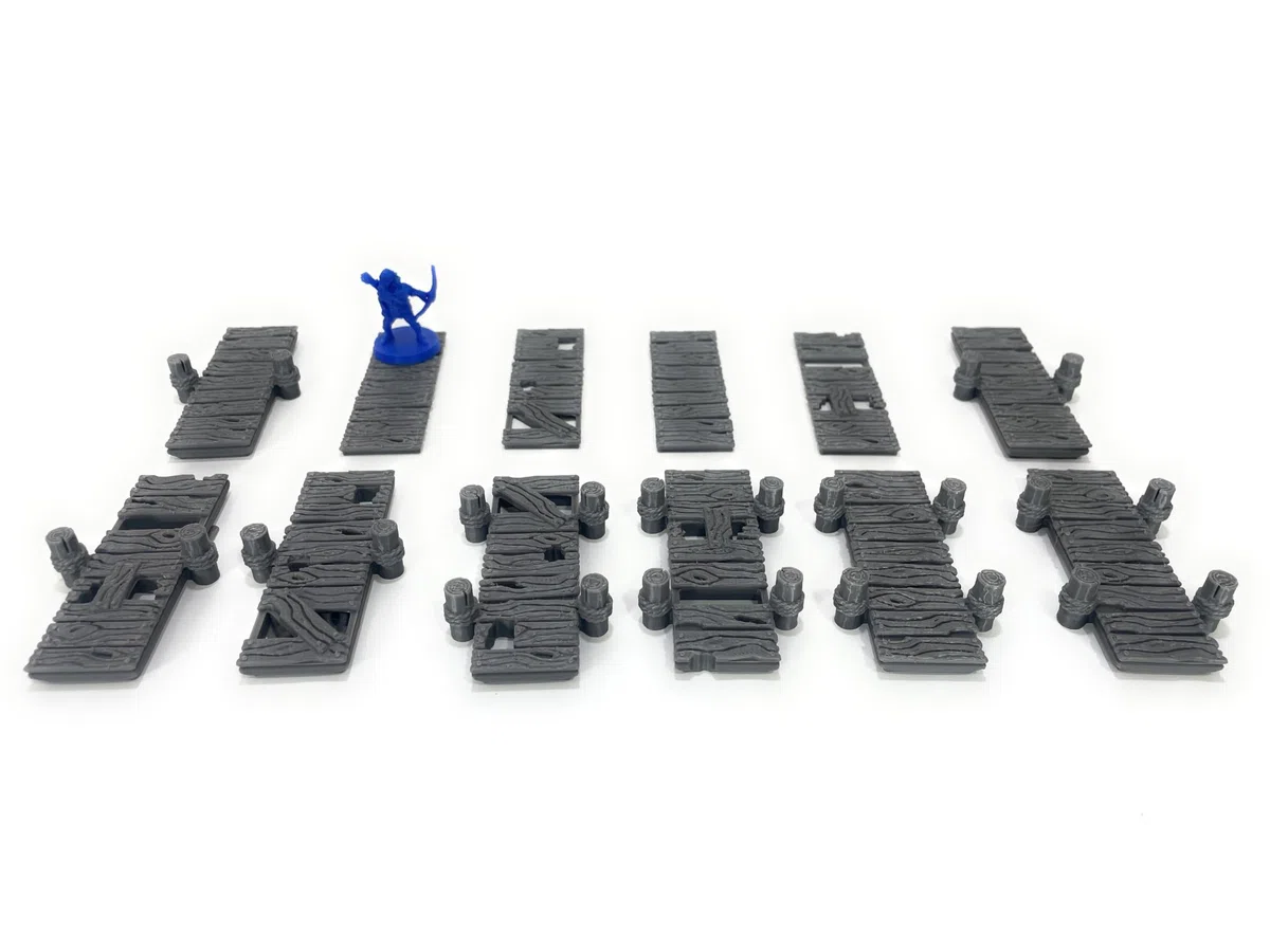 Passerelle e piattaforme a molla, 16 pezzi, scenografia Fantasy per Wargames, compatibile con miniature 28 mm-32 mm - Stampa 3D