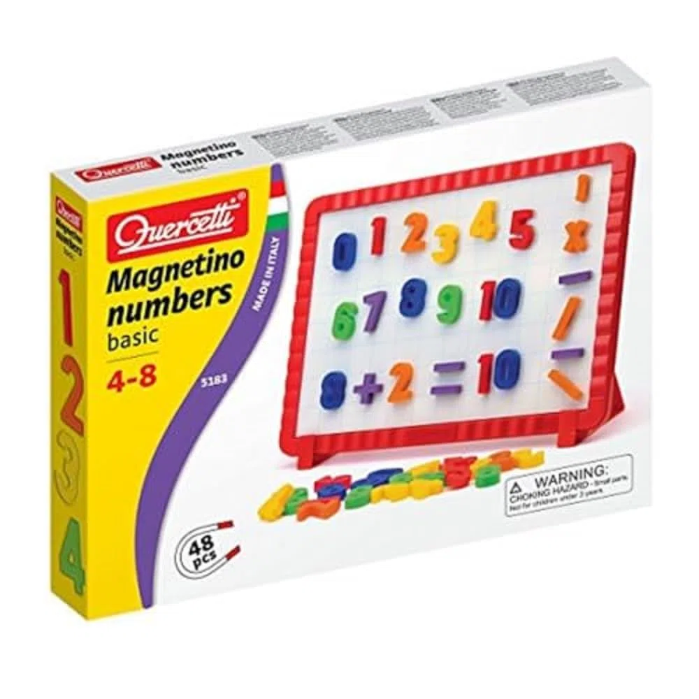 Quercetti Magnetino Numbers Starter Set, Lavagna Magnetica per Bambini con 48 Numeri Magnetici Giochi Bambini 4 Anni Giochi Educativi 5 Anni Motricità Fine e Pensiero Creativo