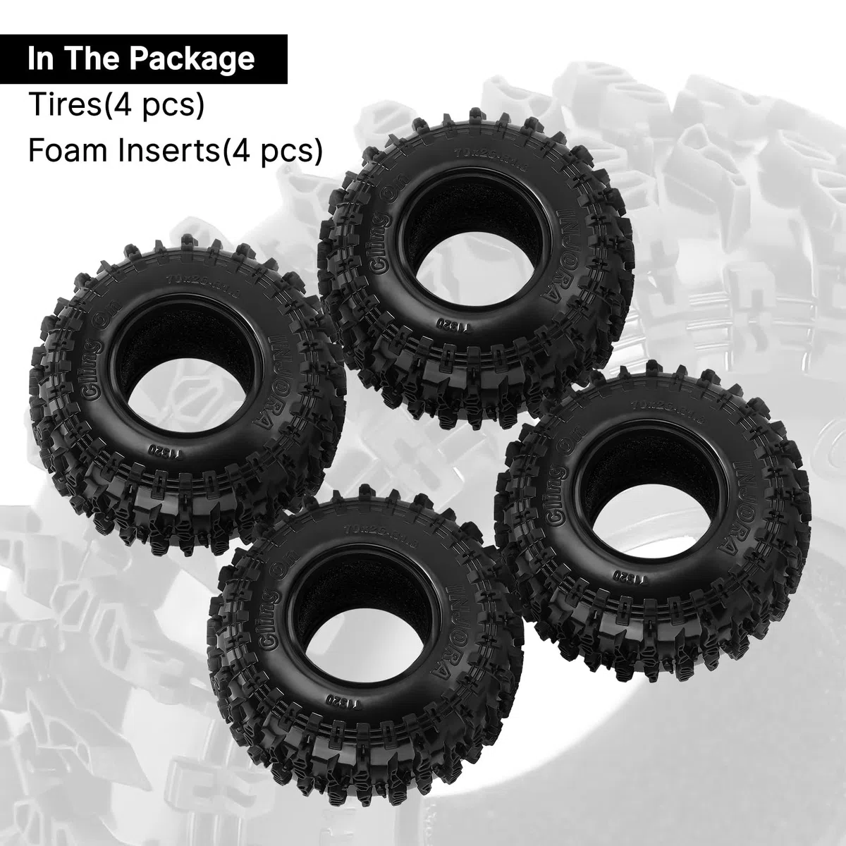 INJORA Pneumatici da 1.3" - Pneumatici S5 Cling On 70 * 26mm per SCX24 TRX4M AX24 1/18 1/24 Micro Crawler, T1320