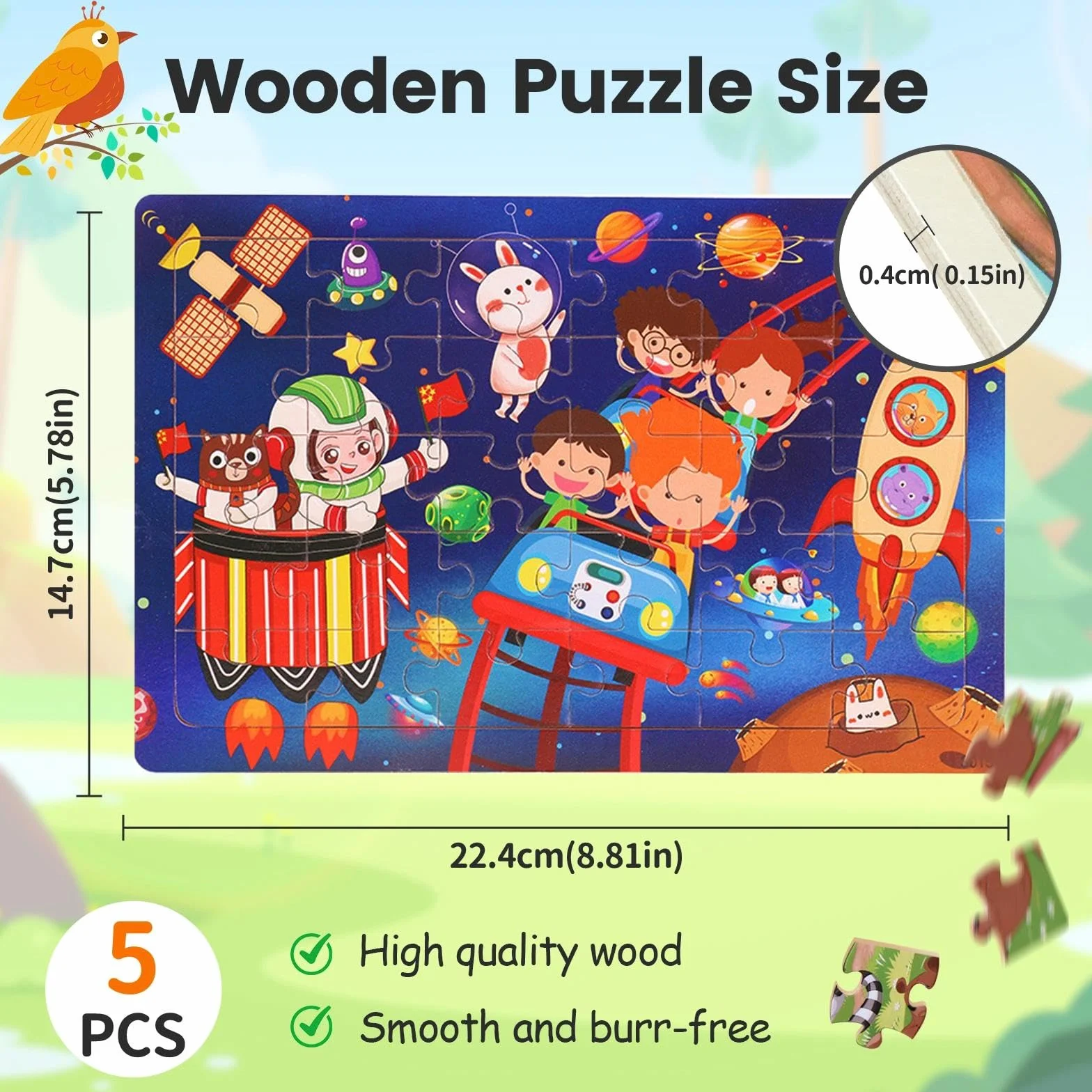 Puzzle Bambini 3 Anni 5 X 24 Pezzi, Puzzle in Legno Animali a Partire, Gioco Educativo Prescolare, Giochi Educativi, Giocattoli Regalo per Bambini da 3 a 8 Anni Ragazzi e Ragazze