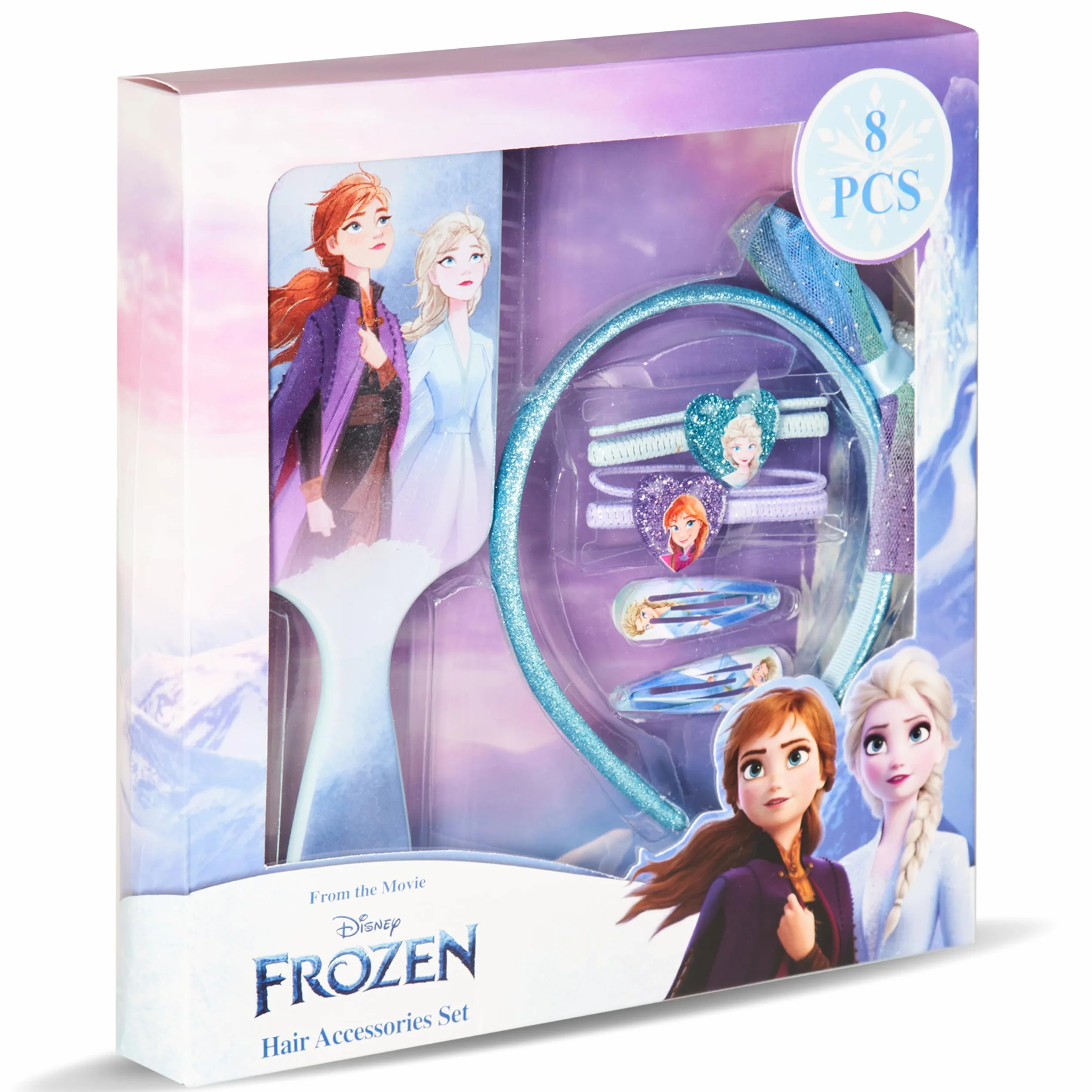 Frozen - Elsa e Anna - Kit Set Accessori per Capelli - Spazzola,Cerchietto, Mollette - Costume da Principessa - Idee Regali Regalo per Bambina e Ragazza