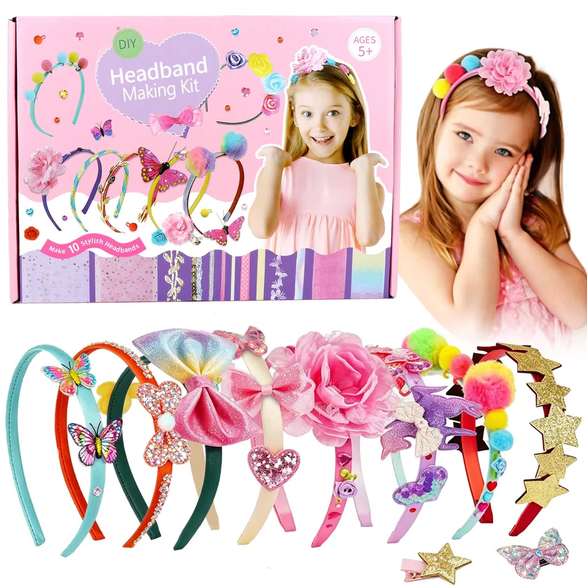 Set di fasce per capelli fai da te per ragazze, fasce per capelli e accessori fai da te | Cerchietto creativo per capelli, per bambini, compleanno, Halloween, Natale, Pasqua