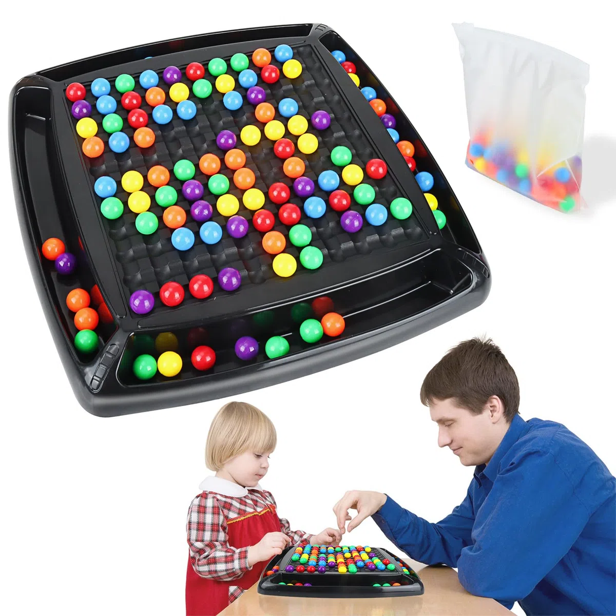 Scacchiera Intellettuale Doppio Duello, 120 Pezzi Gioco da Tavolo per Eliminazione Degli Scacchi, Rainbow Ball Dual Duel, Gioco di Eliminazione di Palline Arcobaleno per Bambini Adulti (2-4 Persone)