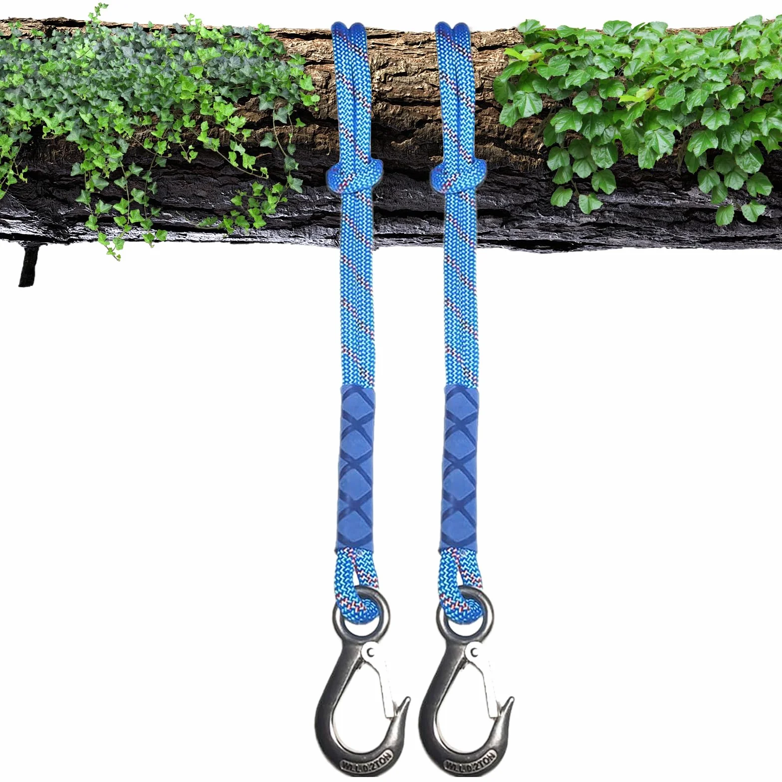 2 corde per altalena con attacco per albero, corda per attacco amaca e altalena con gancio (resistente fino a 200 kg), corda per altalena per interni ed esterni, diametro 10 mm, 150 cm