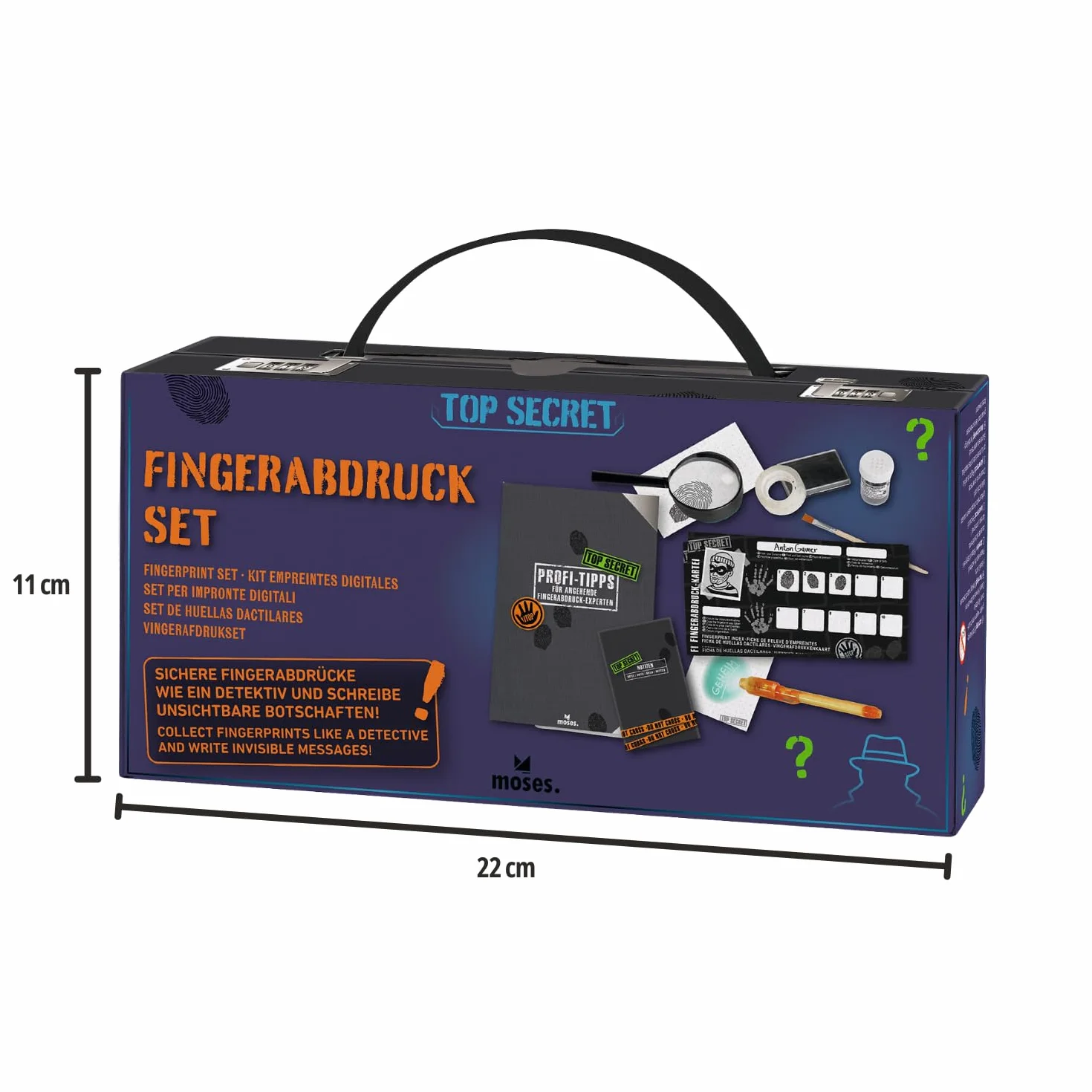 Moses. - 30711 Valigetta Top Secret per Detective - Kit di Strumenti per Agenti Segreti, 12 in 1, Colore: Nero (Lingua Italiana Non Garantita)