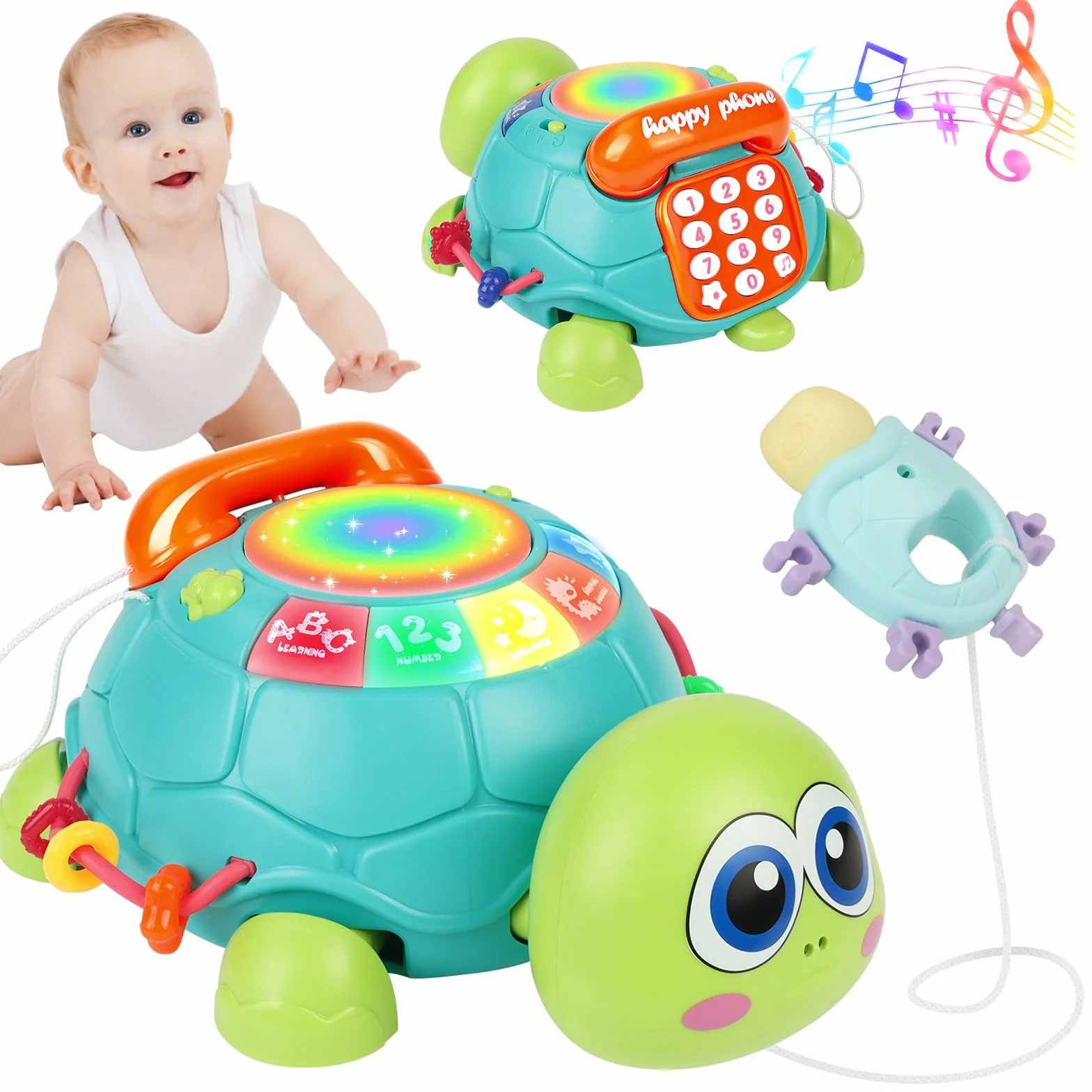 Herenear Gioco per Gattonare Neonato, Giochi Musicali per Bambini 1 Anno, Gioco con Musica e Luci, Tummy Time, Giochi per Neonati, Compleanno e Natale per Neonati