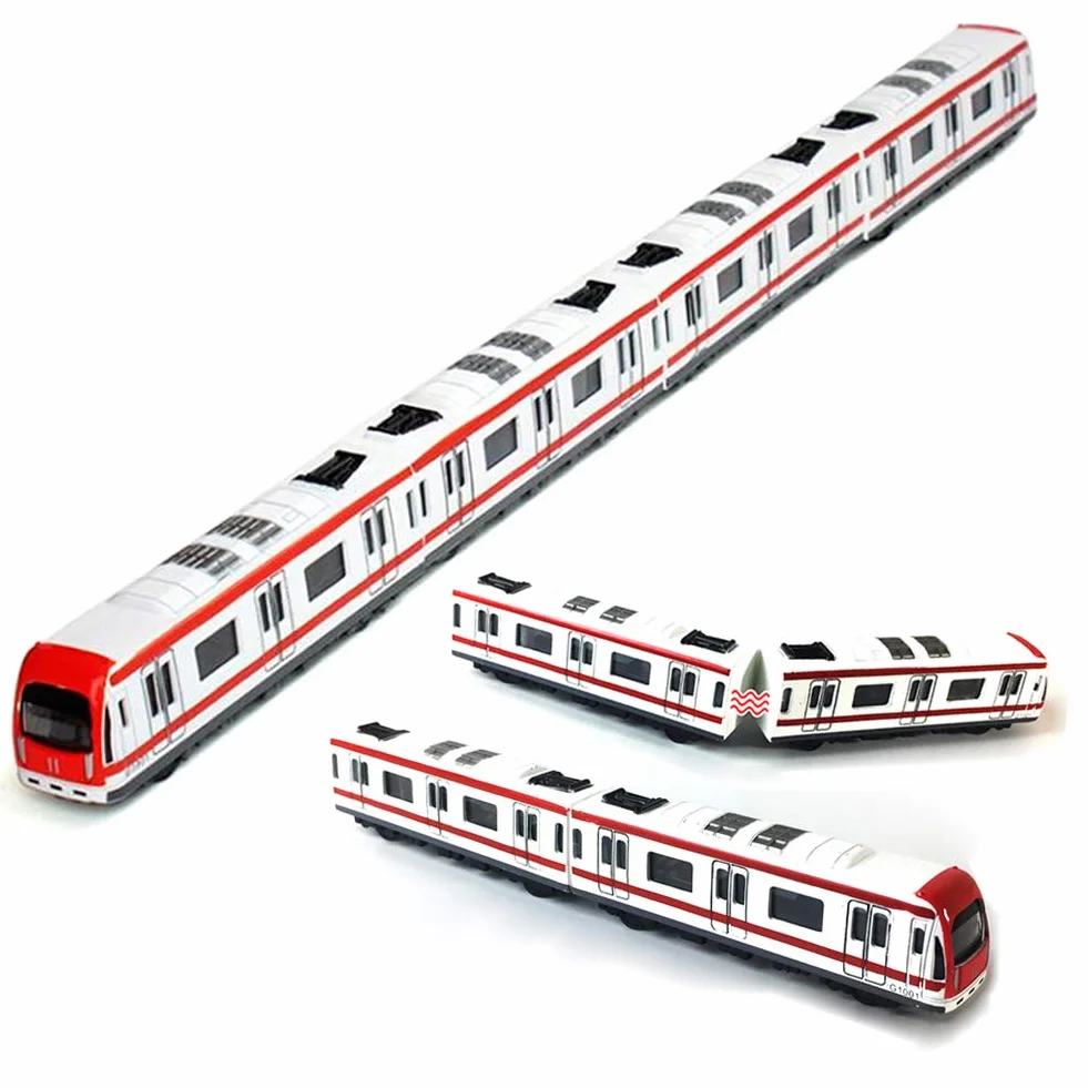 Train Modello, 4pcs giocattolo Car Set lega Ferroviario Treno della metropolitana Modello, 1/64 Scala lega Metropolitana / Model Car ToysPlay, Rosso Bianco