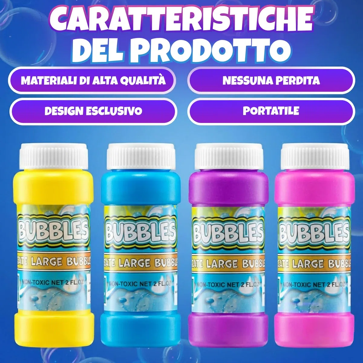 Bolle di sapone per bambini – Confezione da 24, 59,1 ml con bacchette, colori neon assortiti per giochi all'aperto, feste di compleanno e sacchetti regalo