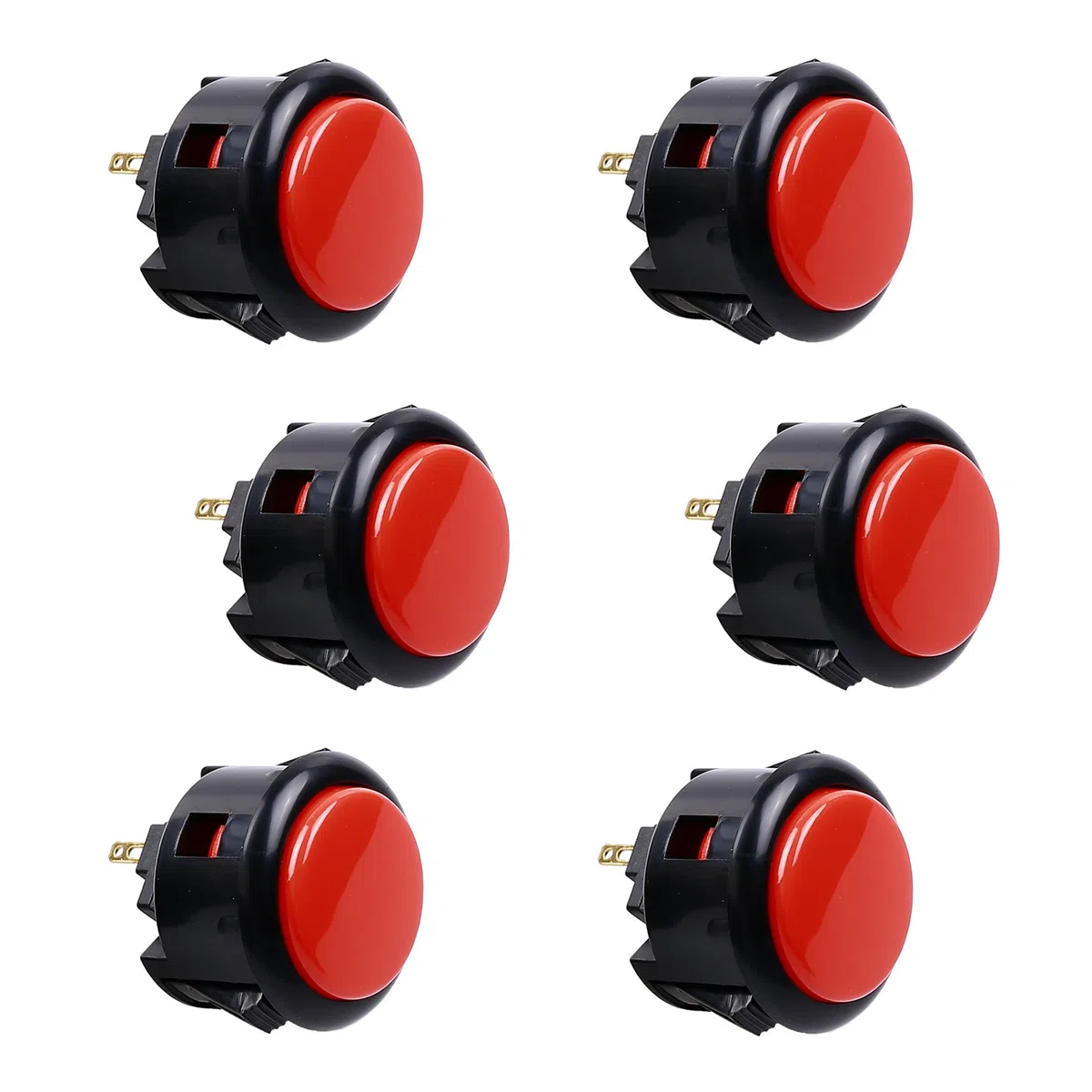 Sanwa 6 pezzi OBSF-30 Pulsante originale 30mm - per videogioco Arcade Jamma e console di gioco con joystick Arcade (Nero & Rosso) S@NWA