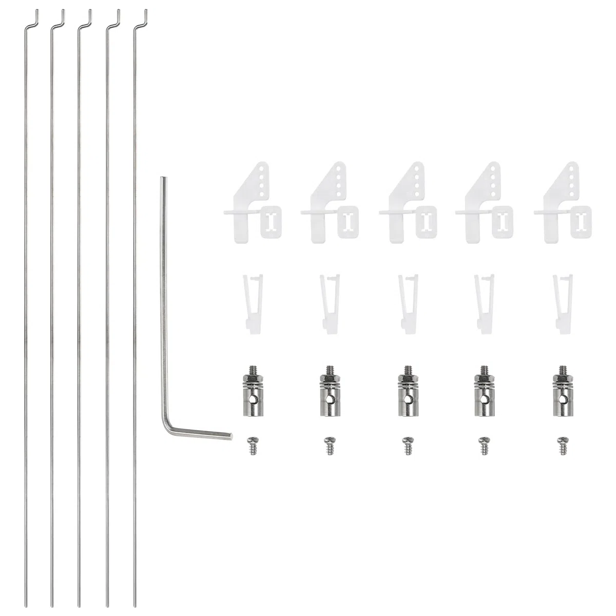 QUARKZMAN 5pz 1,2x200mm Parti delle Aste di Spinta Z & 5pz 1,3mm Fermo Collegamento Connettore Asta Spinta Regolabile & 5pz Trombe Controllo in nylon per Sostituzione Modello Auto RC Barca