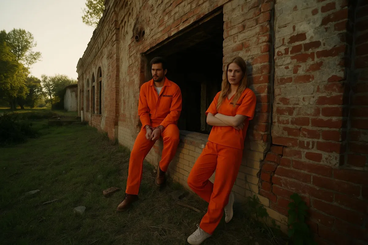 Costume Fancy Dress Prigioniero (Arancione)