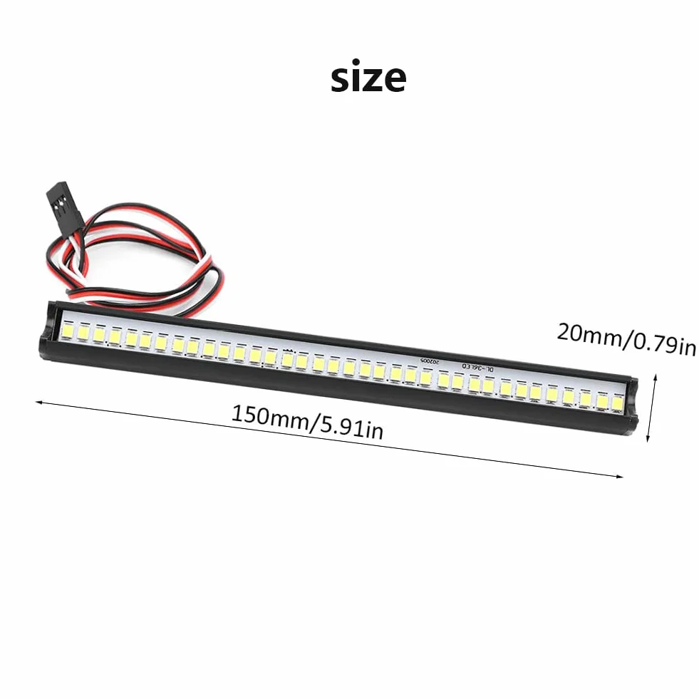 WANGCL RC Auto LED Light Bar Singola Row Luce del Tetto Rc Light Kit 36LED 150mm per 1/10 RC Auto Telecomando Monster Truck Rc Bigfoot Rally Auto Compatibile con TRX4 SCX10 90046 D90