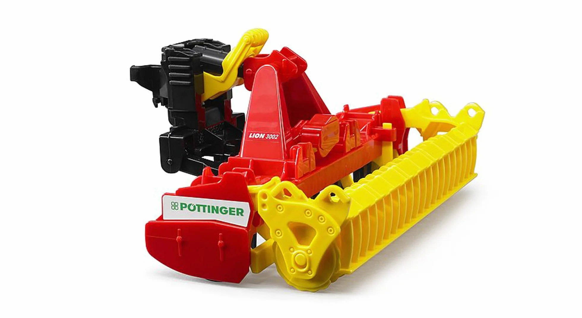 bruder 02346 - Erpice rotante Pöttinger Lion 3002, rimorchio per trattore, giocattolo, fattoria