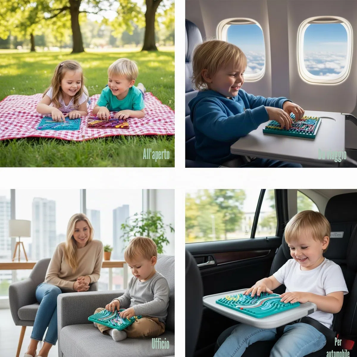 Sensorik Activity Board - Tavola da attività sensoriale doppia faccia per bambini 3+ e adulti, per calmare, ansia, ADHD e autismo, per borsa da viaggio e 15 corde (verde)